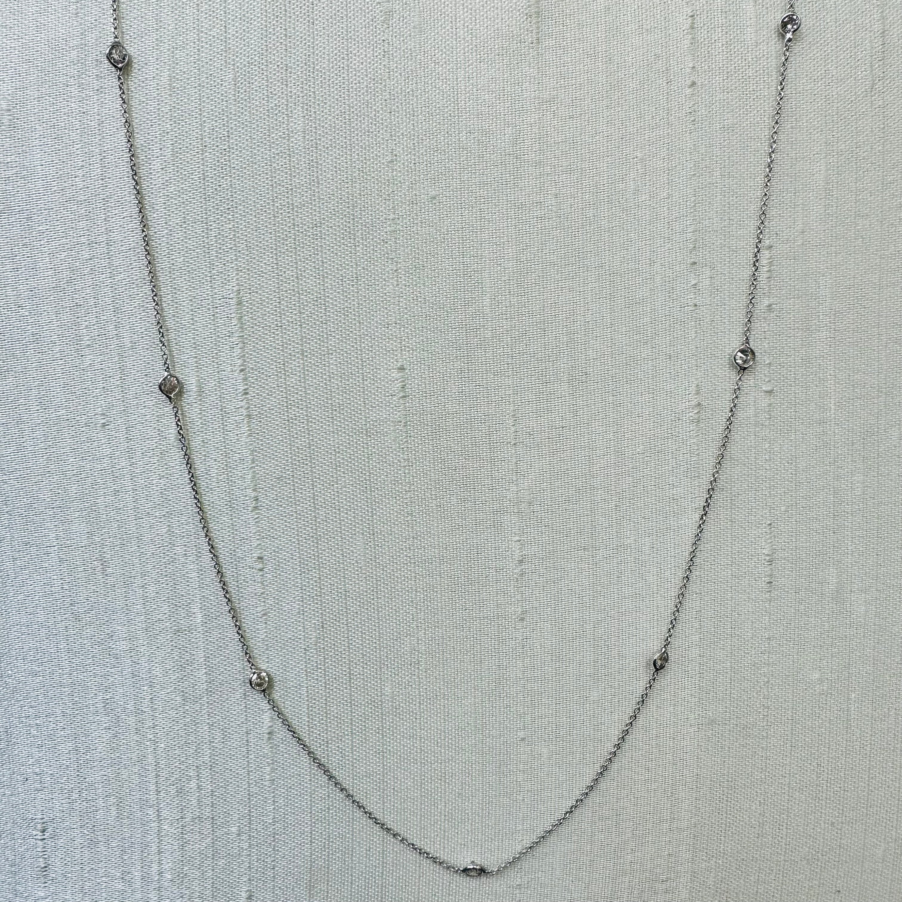 14K White Gold 18" Diamond By The Yard Necklace