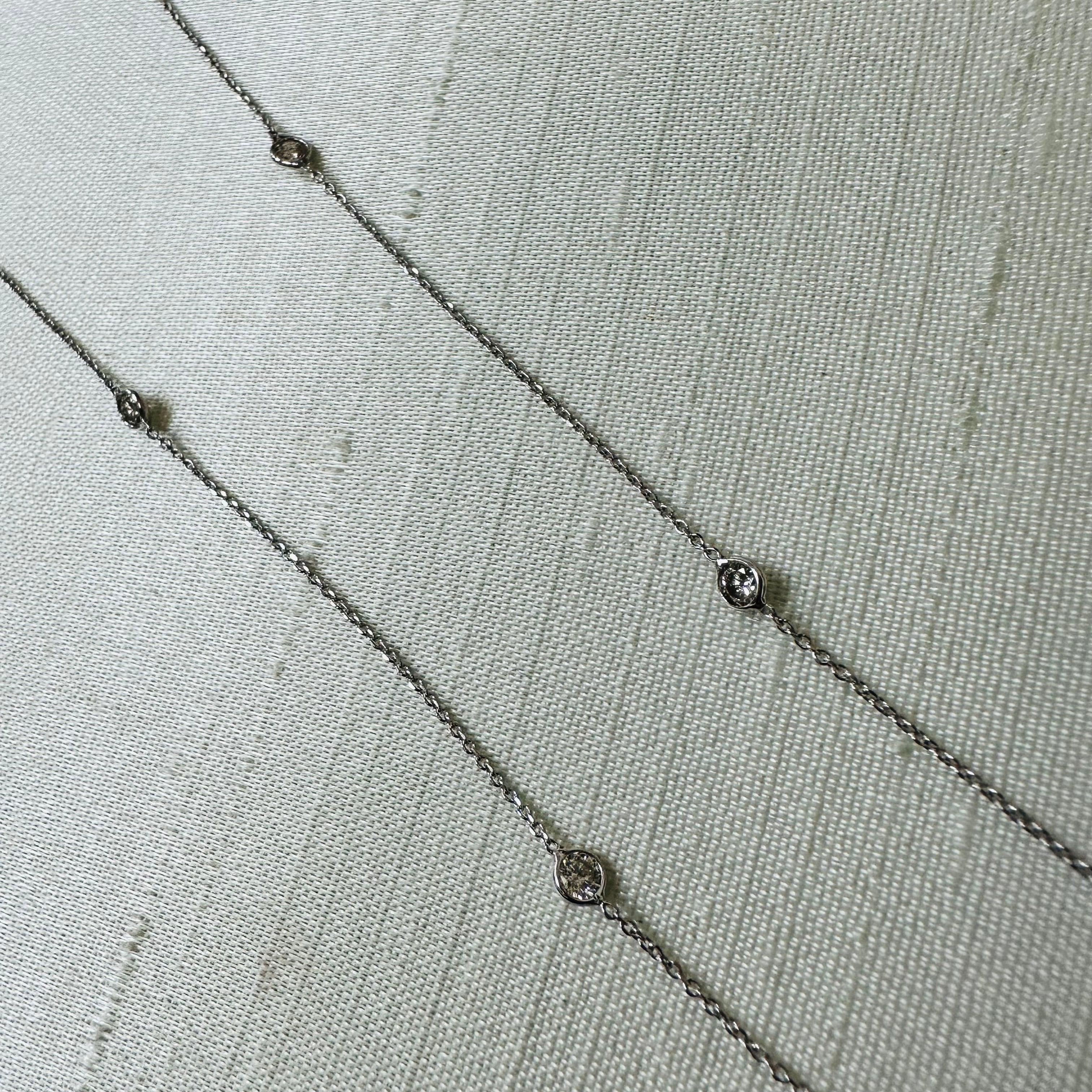 14K White Gold 18" Diamond By The Yard Necklace