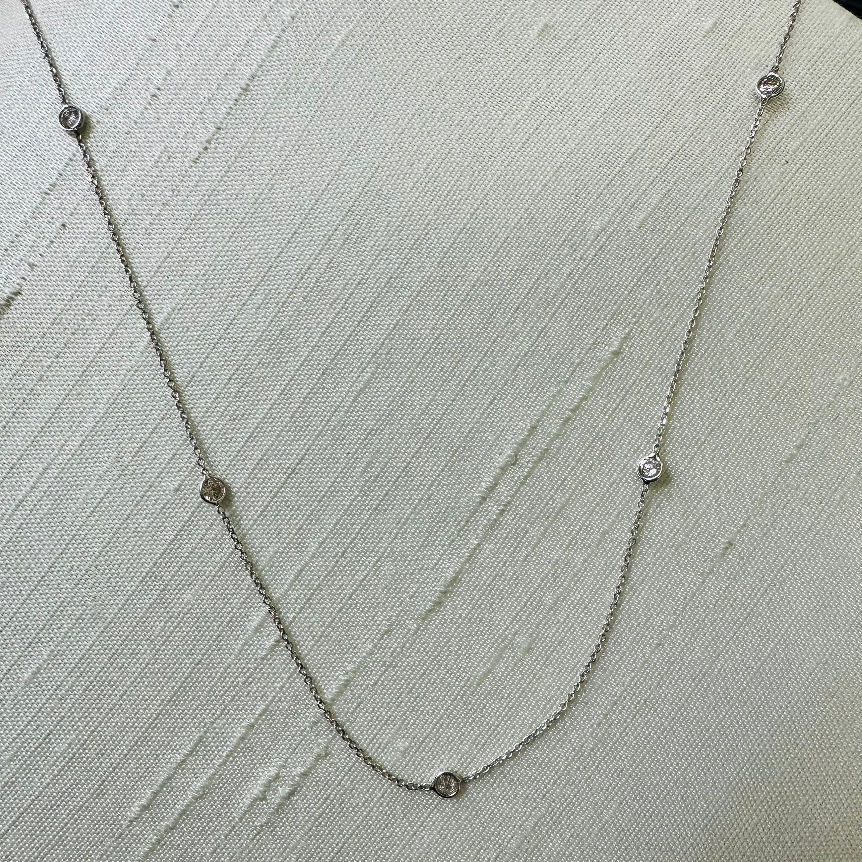 14K White Gold 18" Diamond By The Yard Necklace