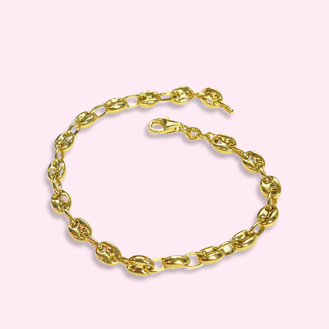 7.4" 6mm Solid 14K Yellow Gold Wide Gucci Link Bracelet
