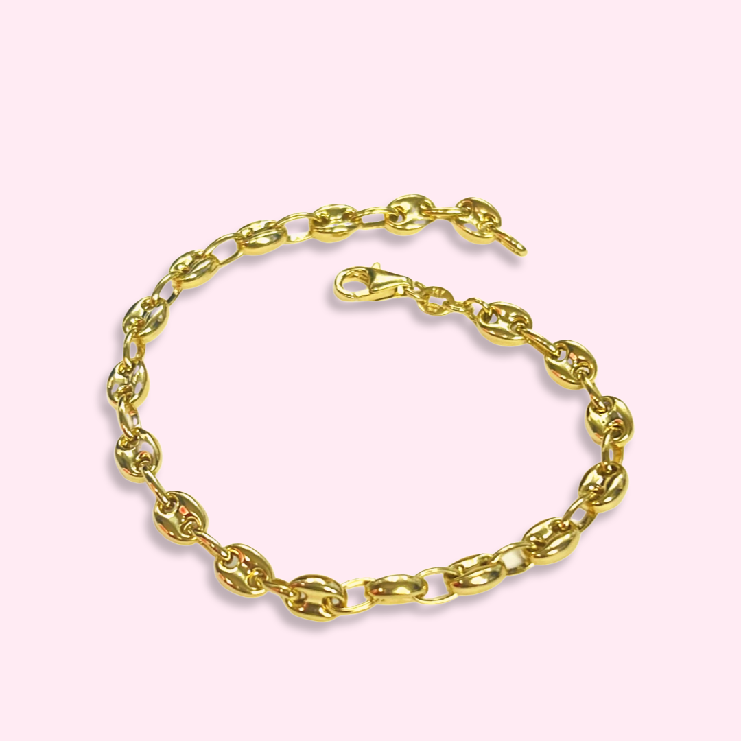 7.75” 4.8mm Yellow Gold Wide Gucci Link Bracelet