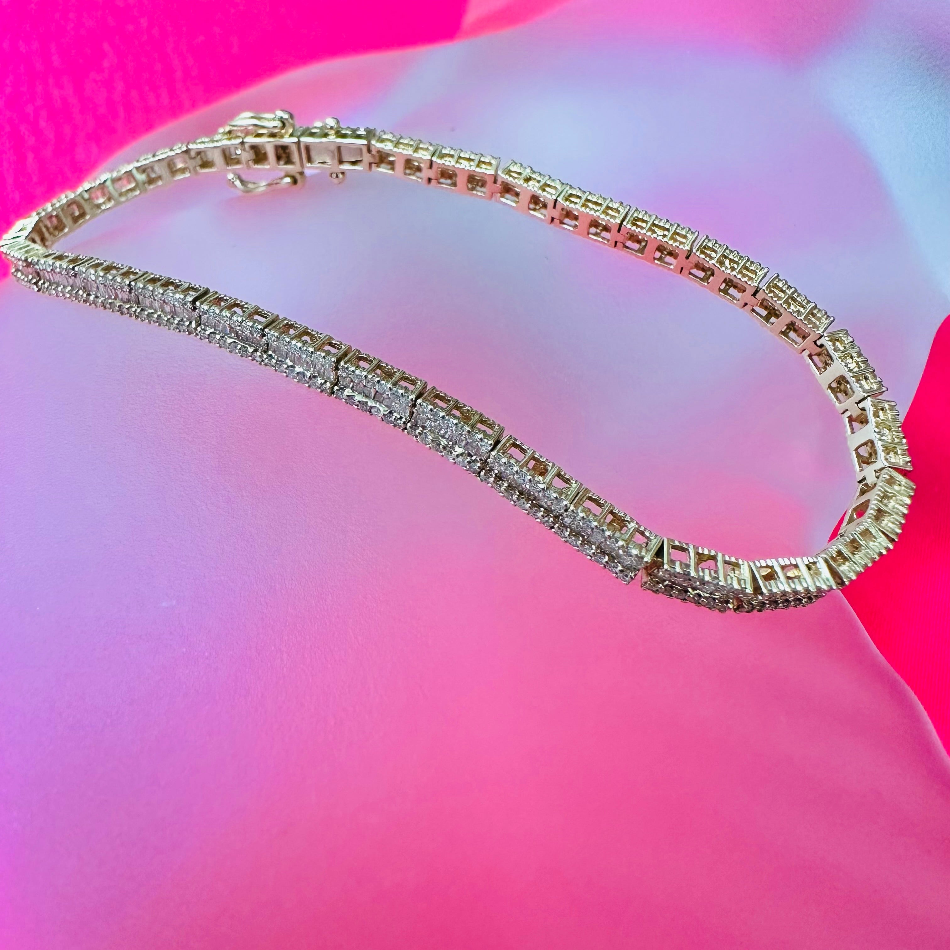 14K Yellow Gold Diamond Bracelet 7"