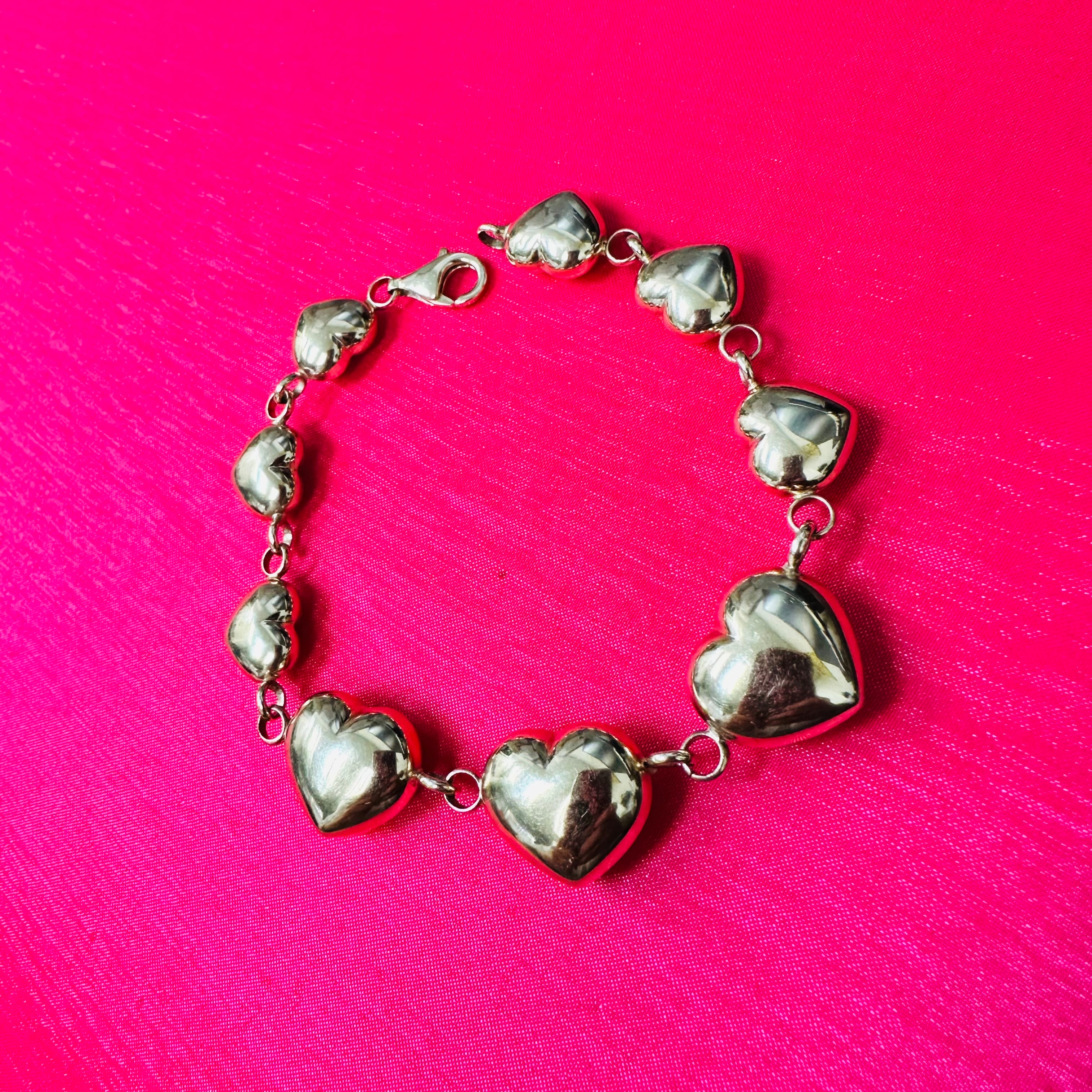 10K Yellow Gold Puffy Hearts Bracelet