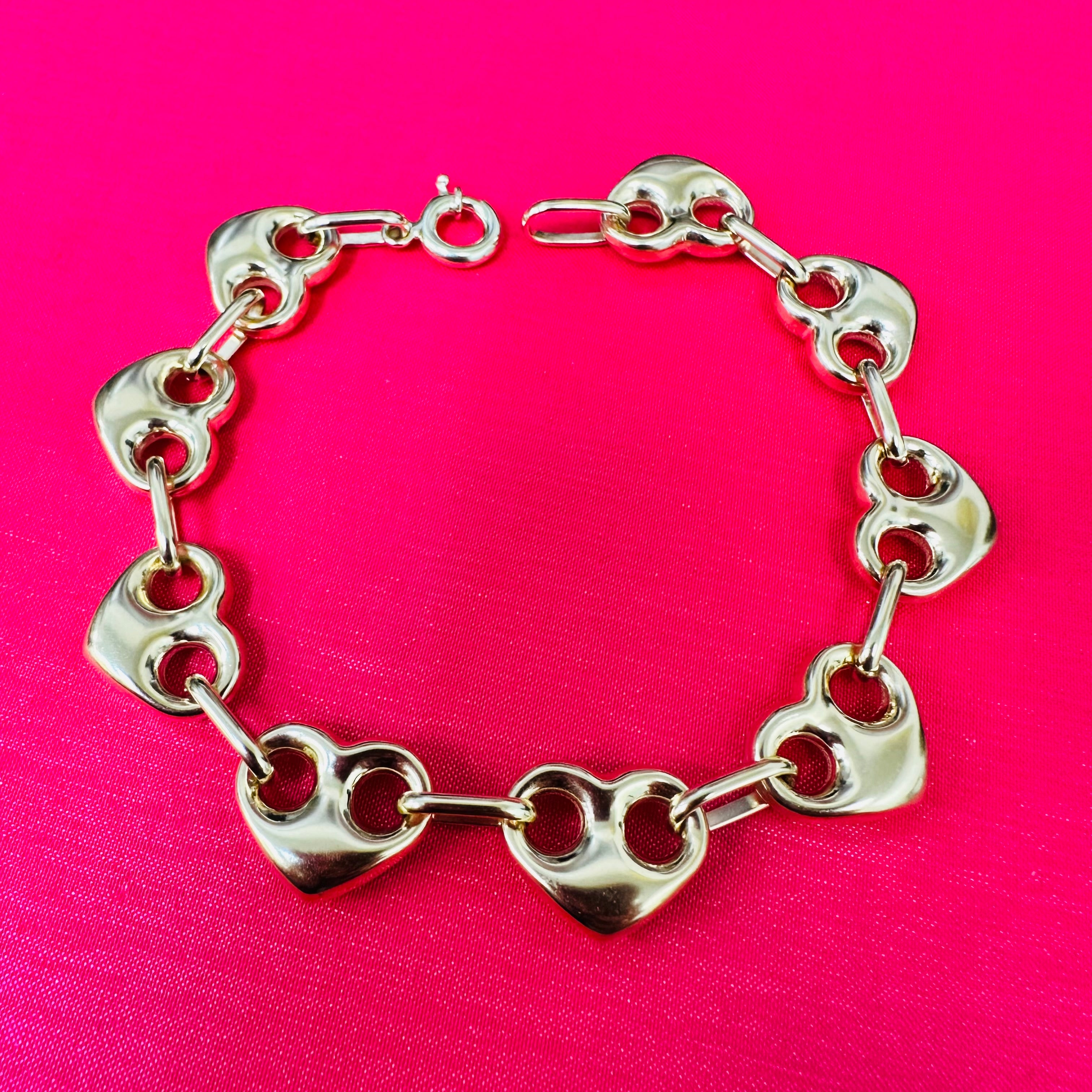 10K 7.5" 11.78 mm Yellow Gold Puff Heart Marnier Bracelet