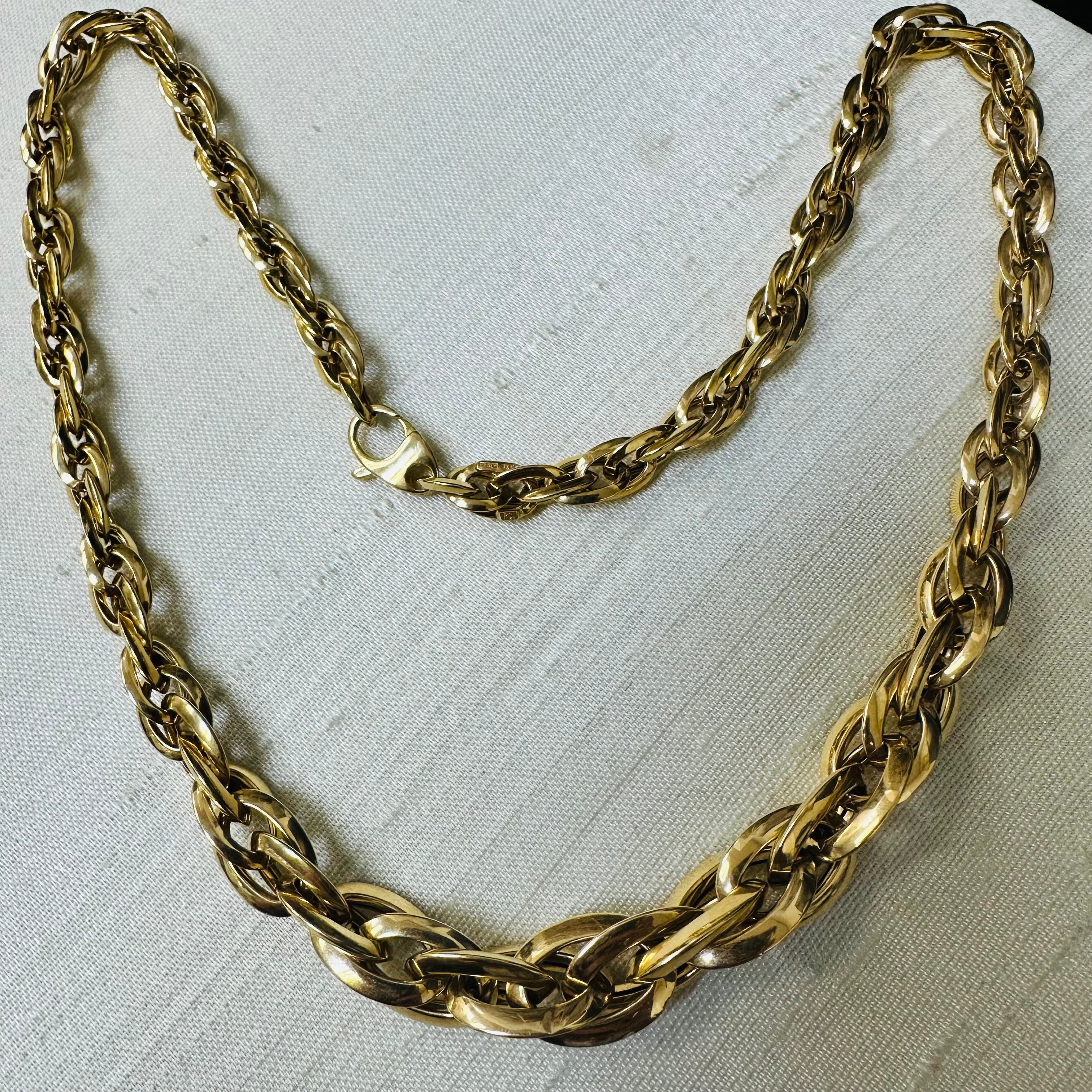 18” 14K Yellow Gold Graduated Ladies Necklace Chain