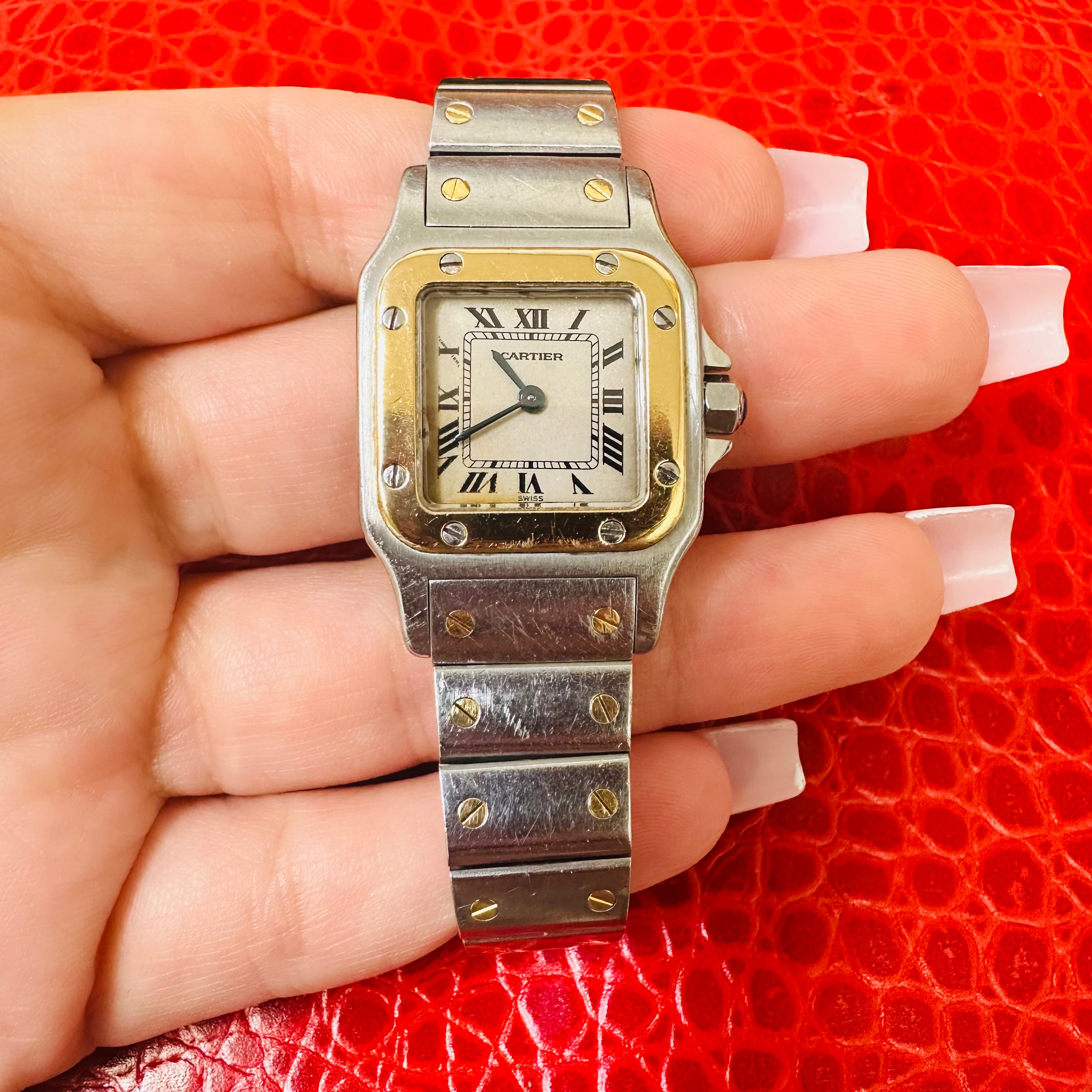 26x35mm Vintage Cartier Santos Two tone 18K Gold & Stainless Steel