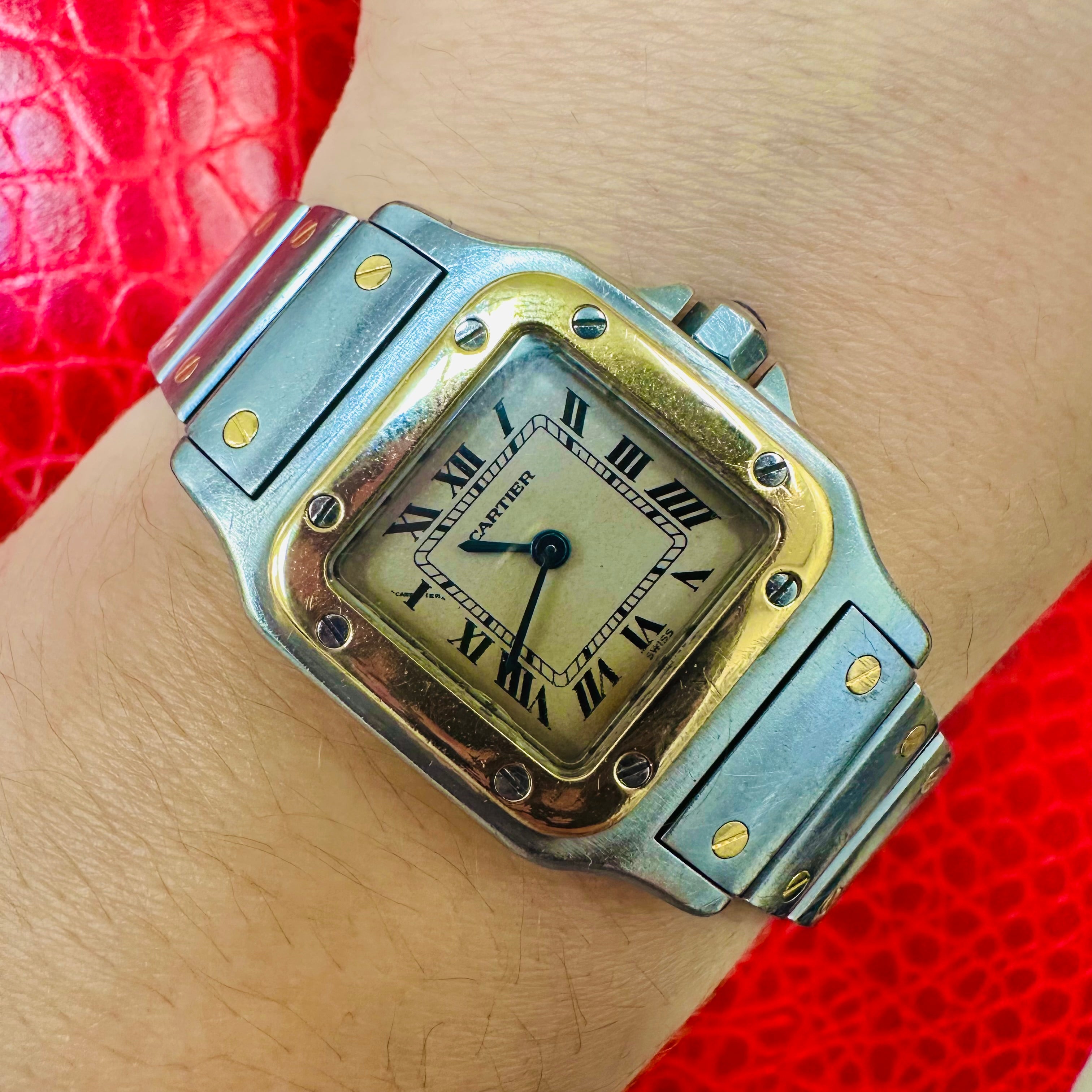 26x35mm Vintage Cartier Santos Two tone 18K Gold & Stainless Steel