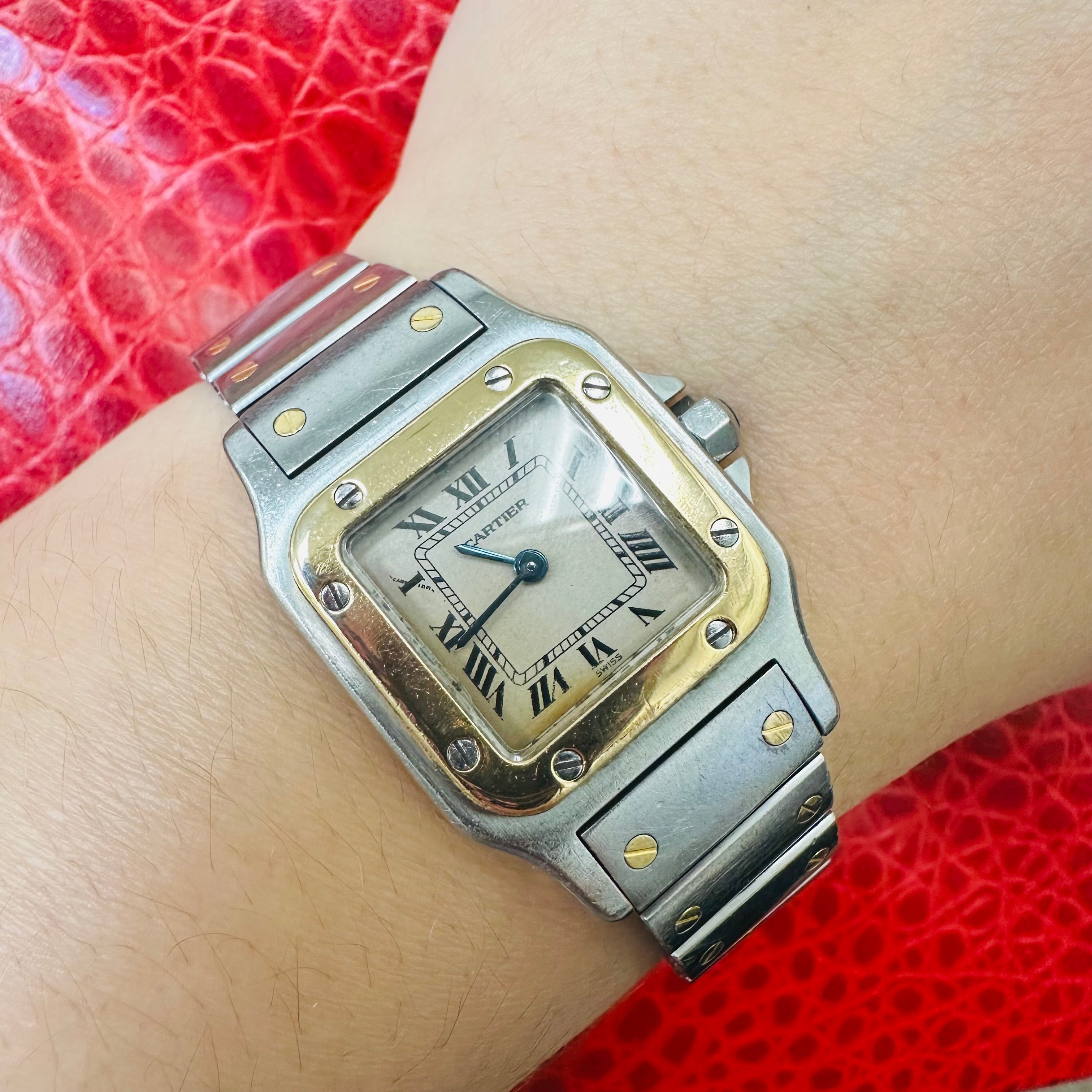 26x35mm Vintage Cartier Santos Two tone 18K Gold & Stainless Steel