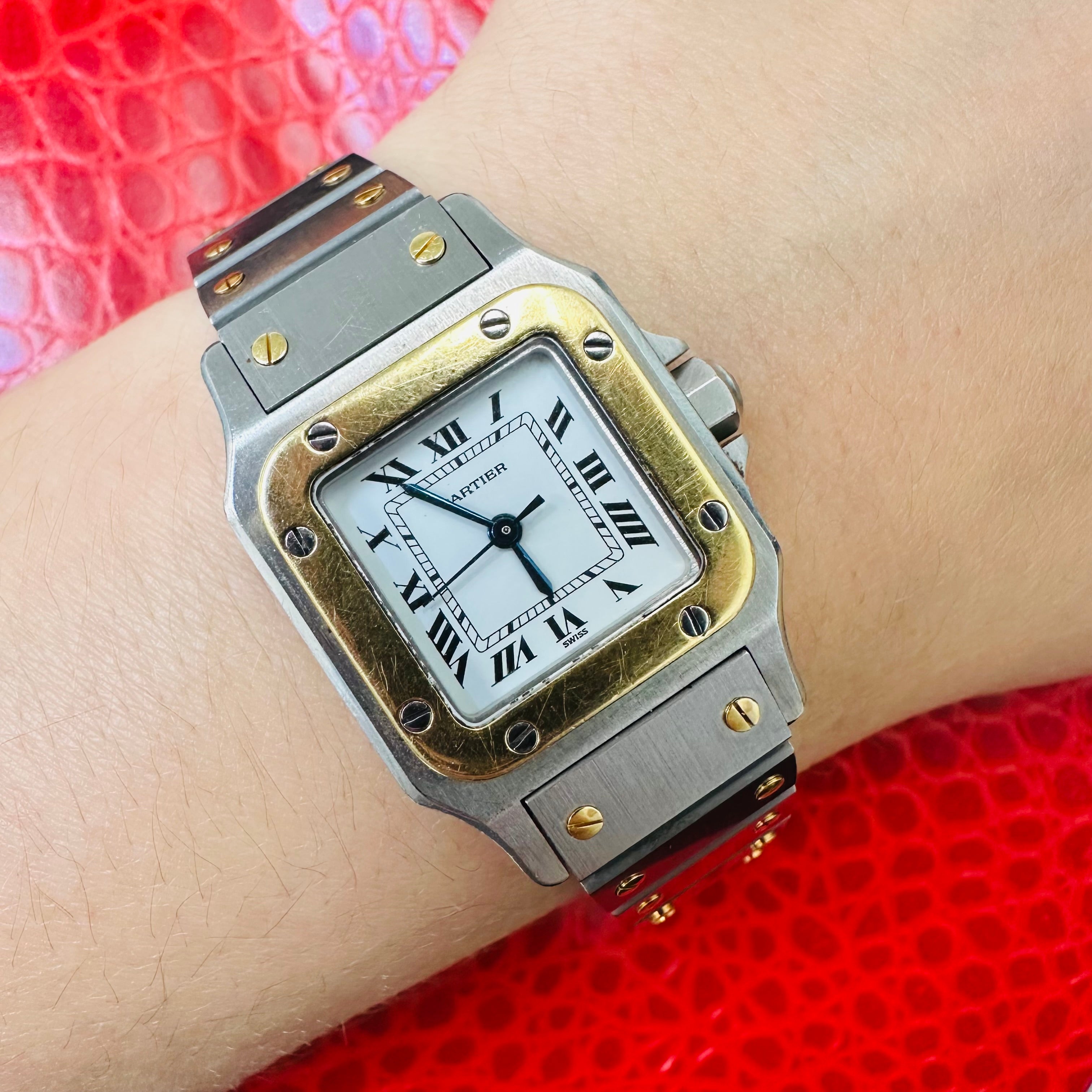 26x23mm Vintage Cartier Santos Two tone 18K Gold & Stainless Steel