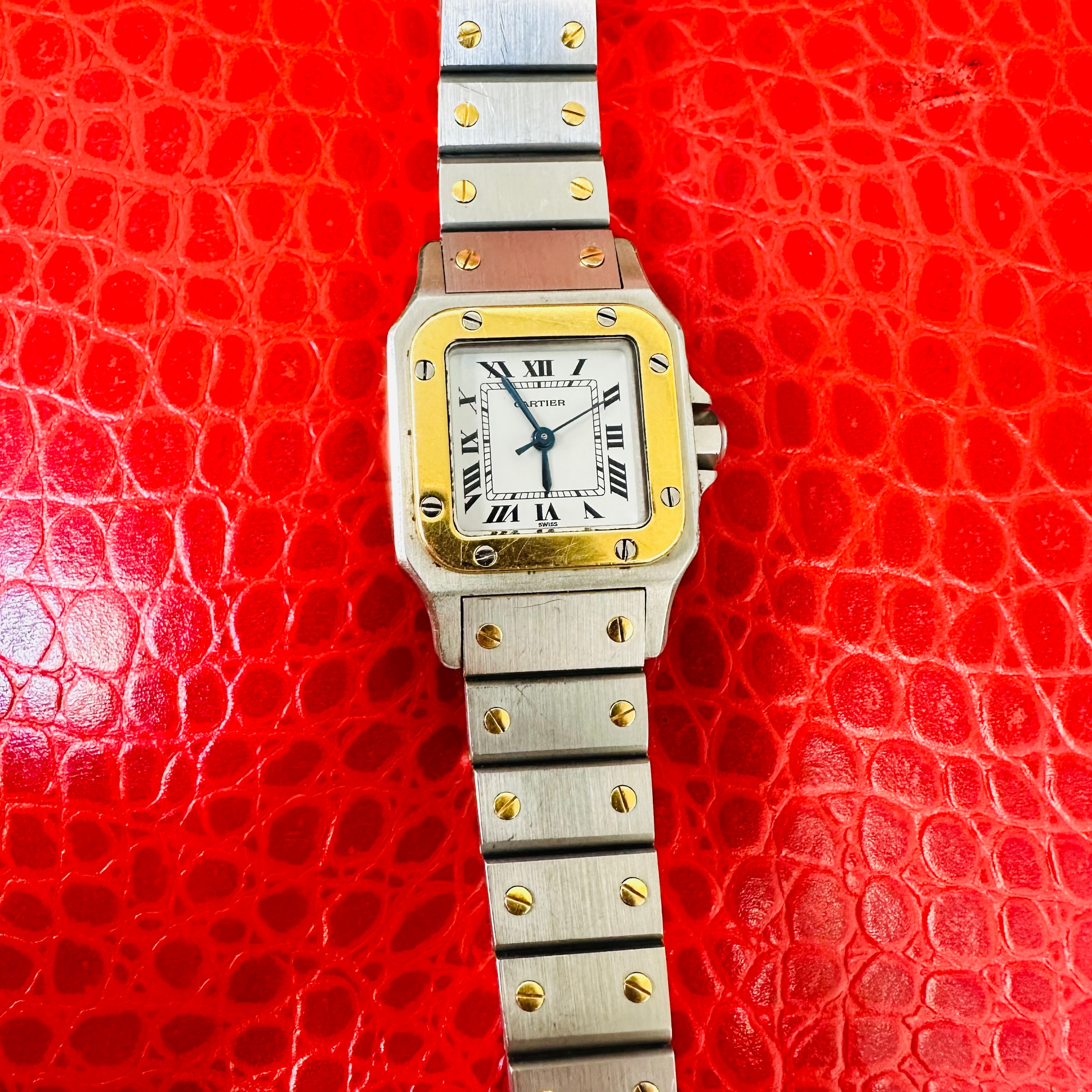 26x23mm Vintage Cartier Santos Two tone 18K Gold & Stainless Steel