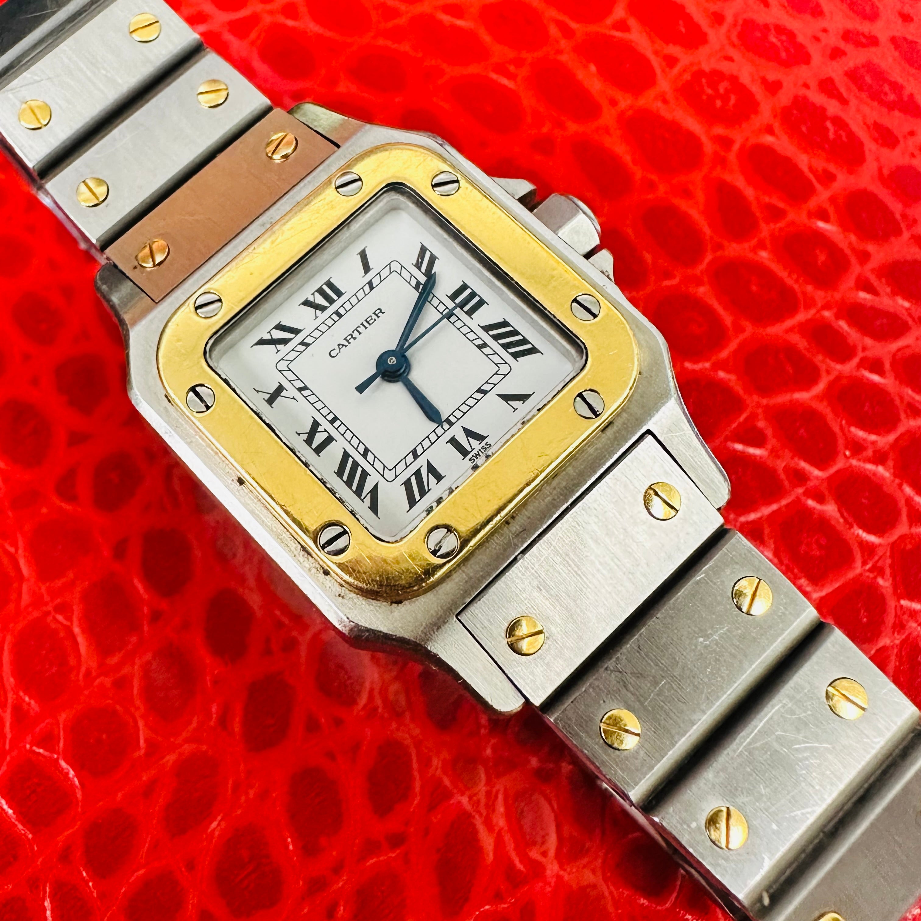 26x23mm Vintage Cartier Santos Two tone 18K Gold & Stainless Steel