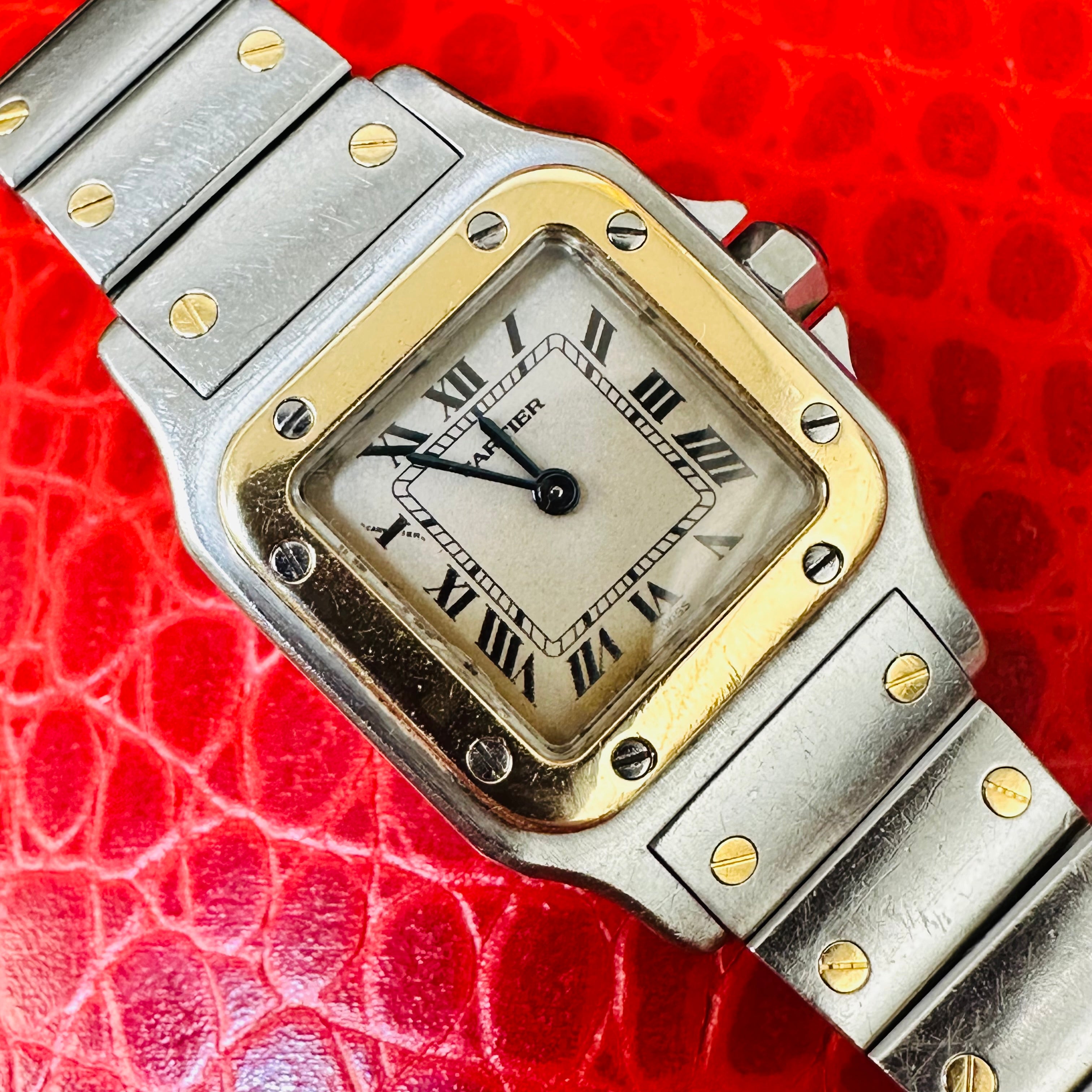 26x35mm Vintage Cartier Santos Two tone 18K Gold & Stainless Steel