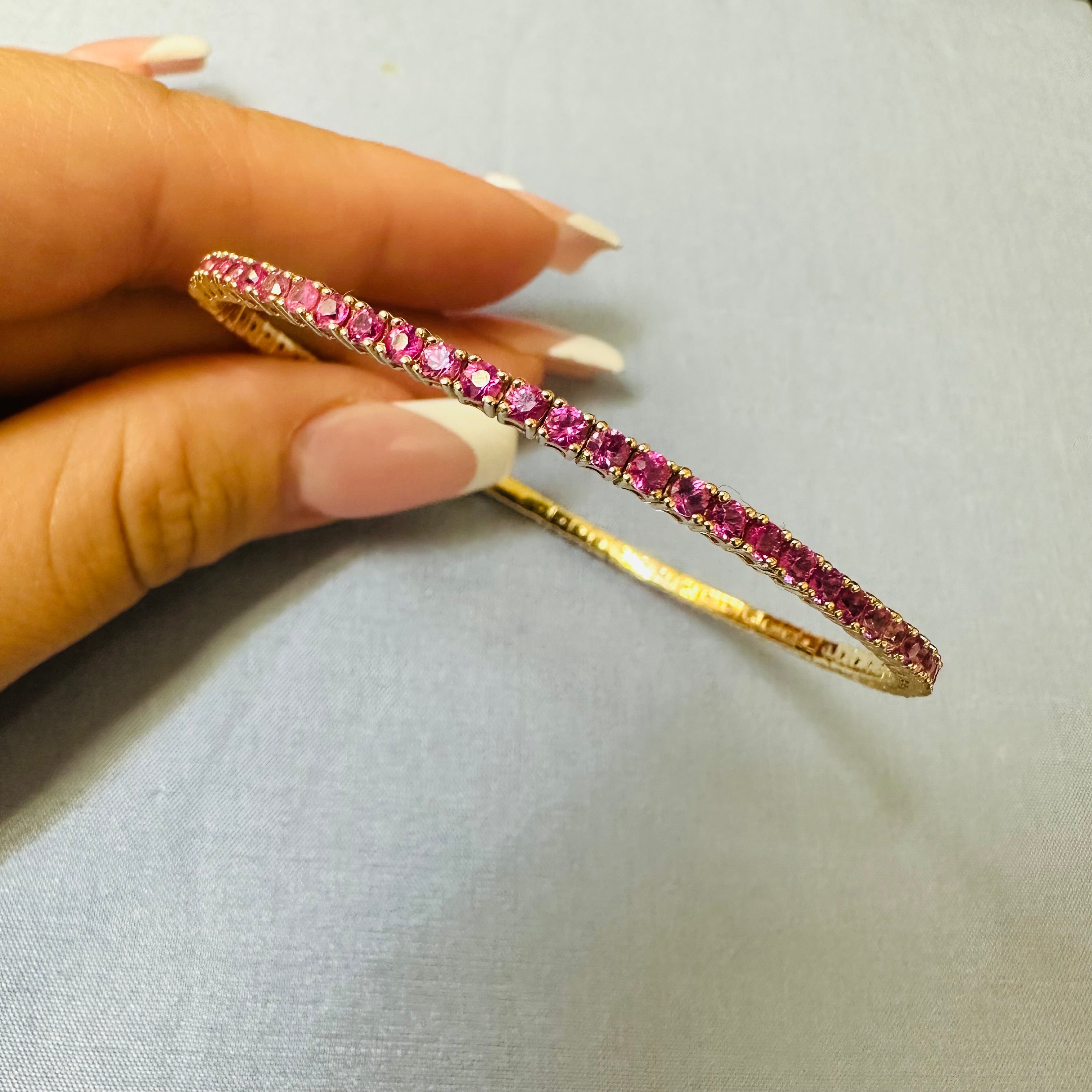 14K Yellow Gold Ruby Flexible Bangle