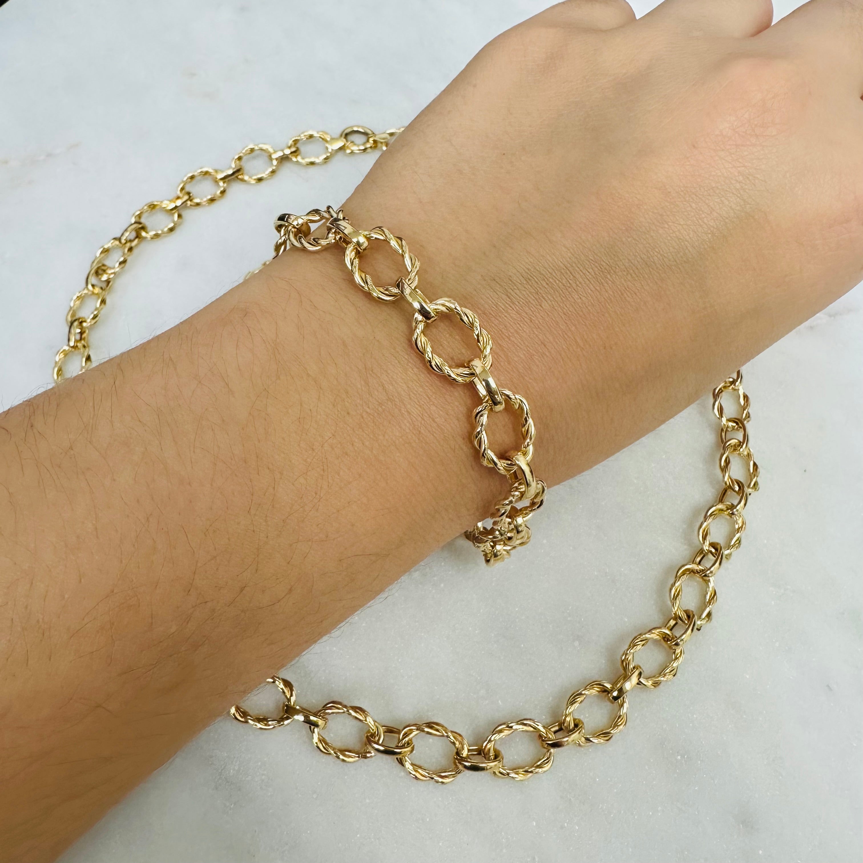 14K Yellow Gold Fancy Textured Links Set