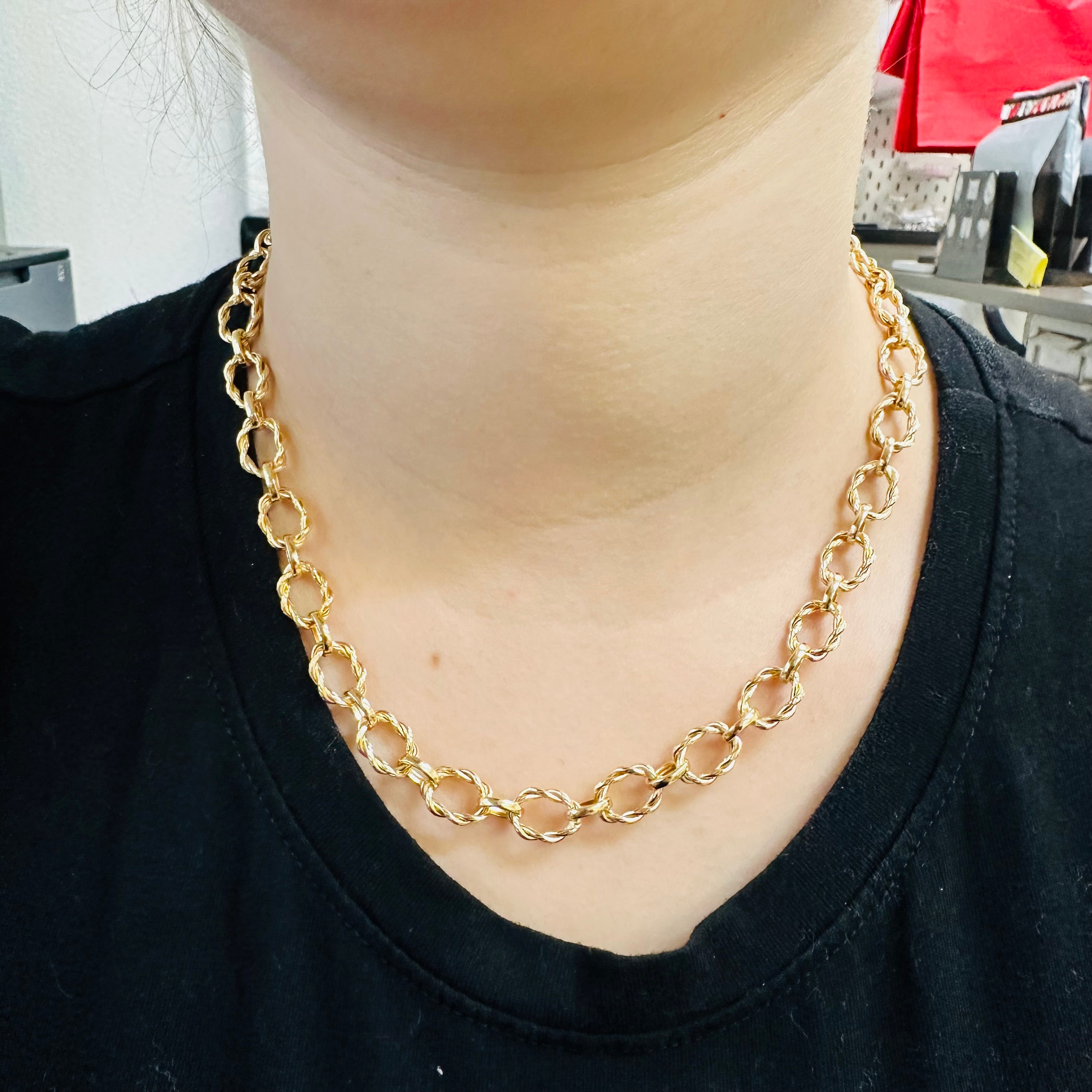 14K Yellow Gold Fancy Textured Links Set