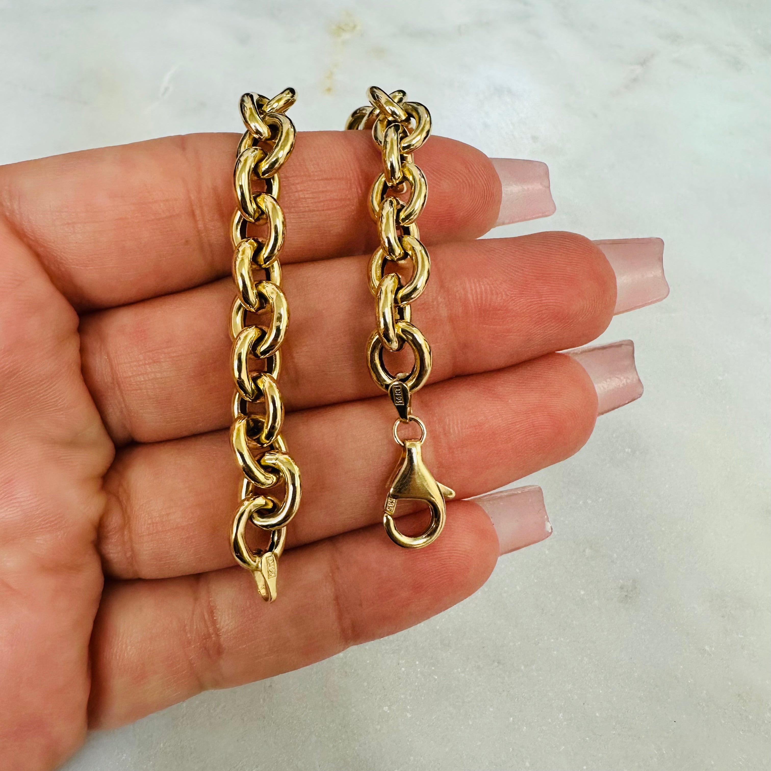 7.5” 14K Yellow Gold Rolo Bracelet 8mm