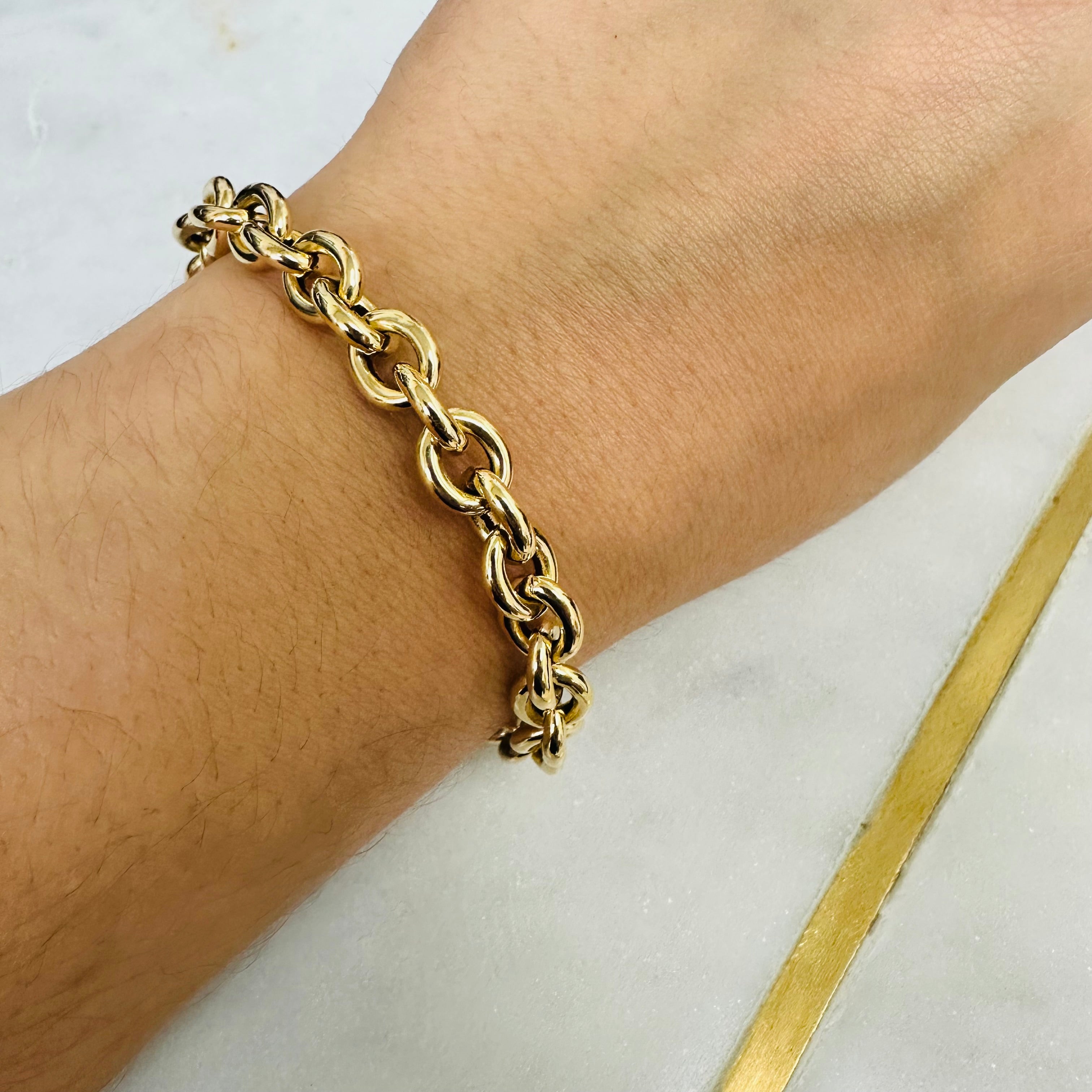 7.5” 14K Yellow Gold Rolo Bracelet 8mm