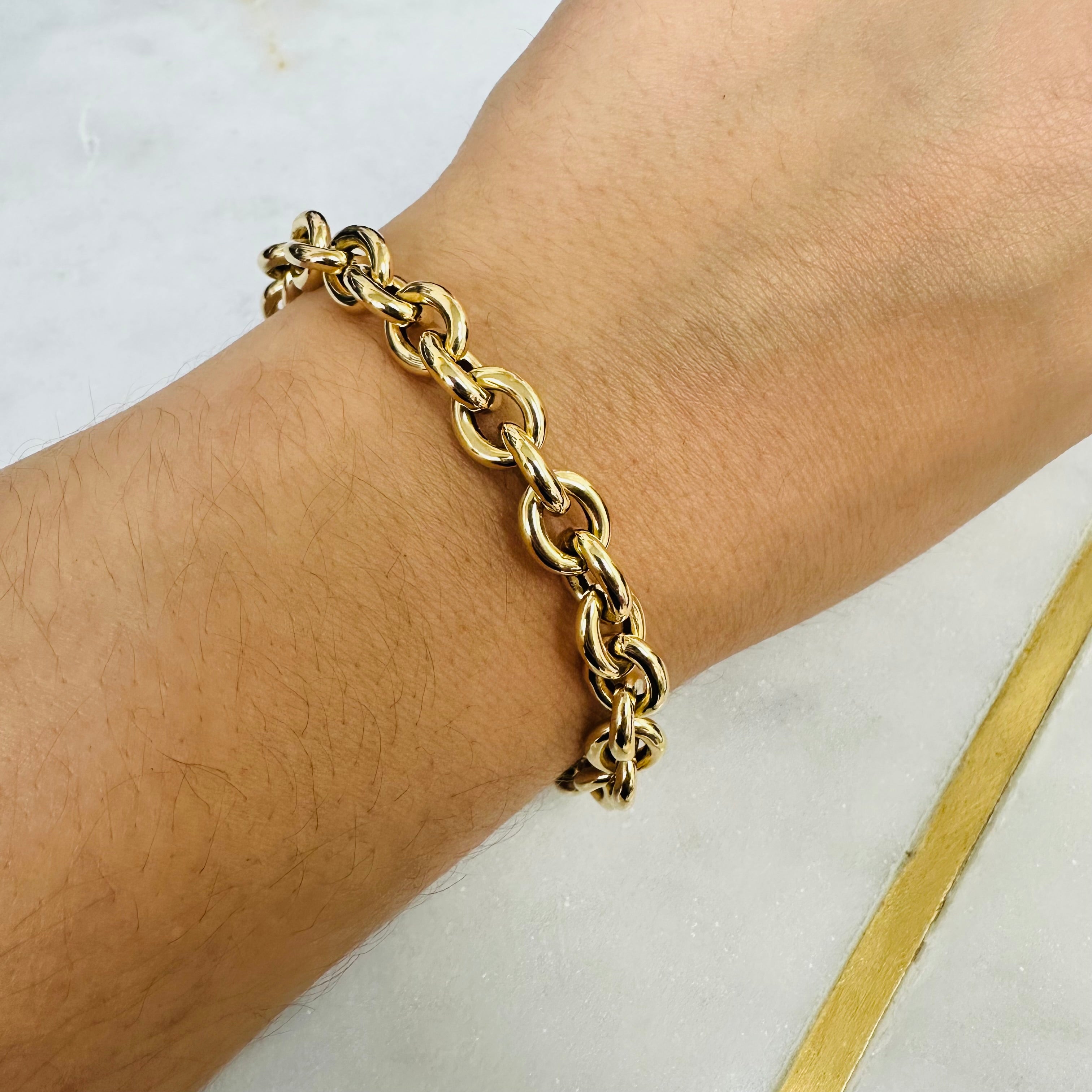 7.5” 14K Yellow Gold Rolo Bracelet 8mm