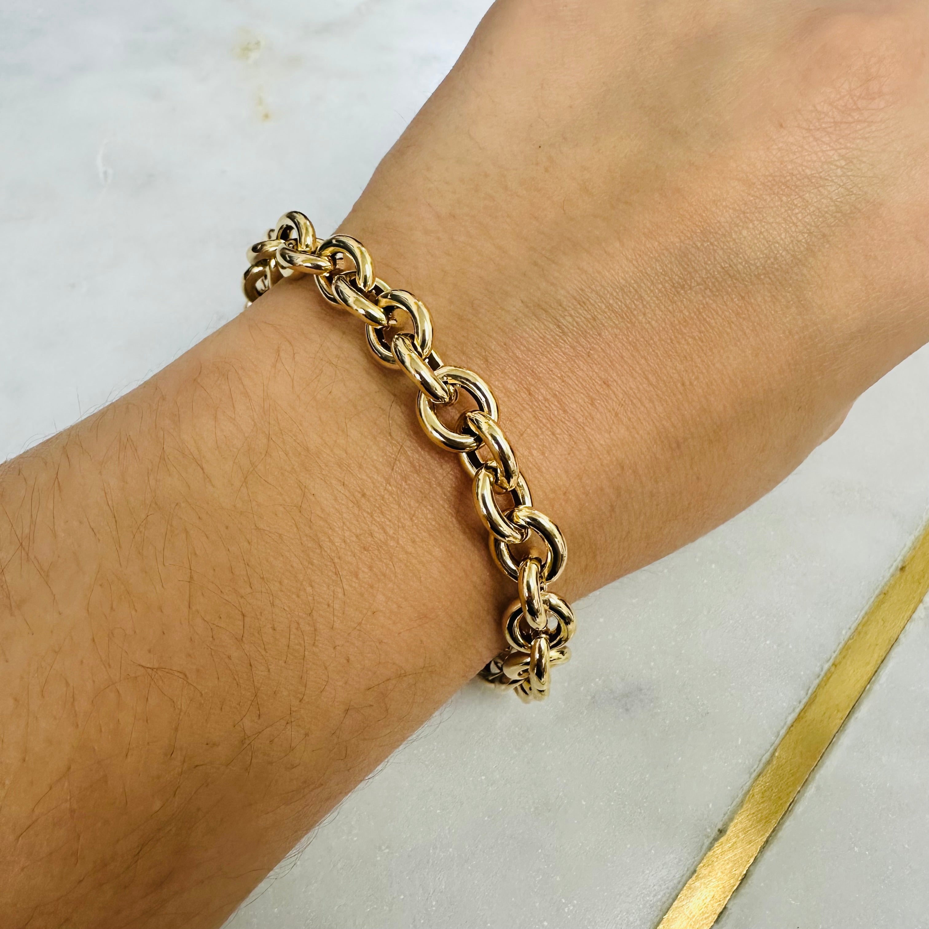 14K Yellow Gold Rolo Bracelet 8.1mm 7.5"