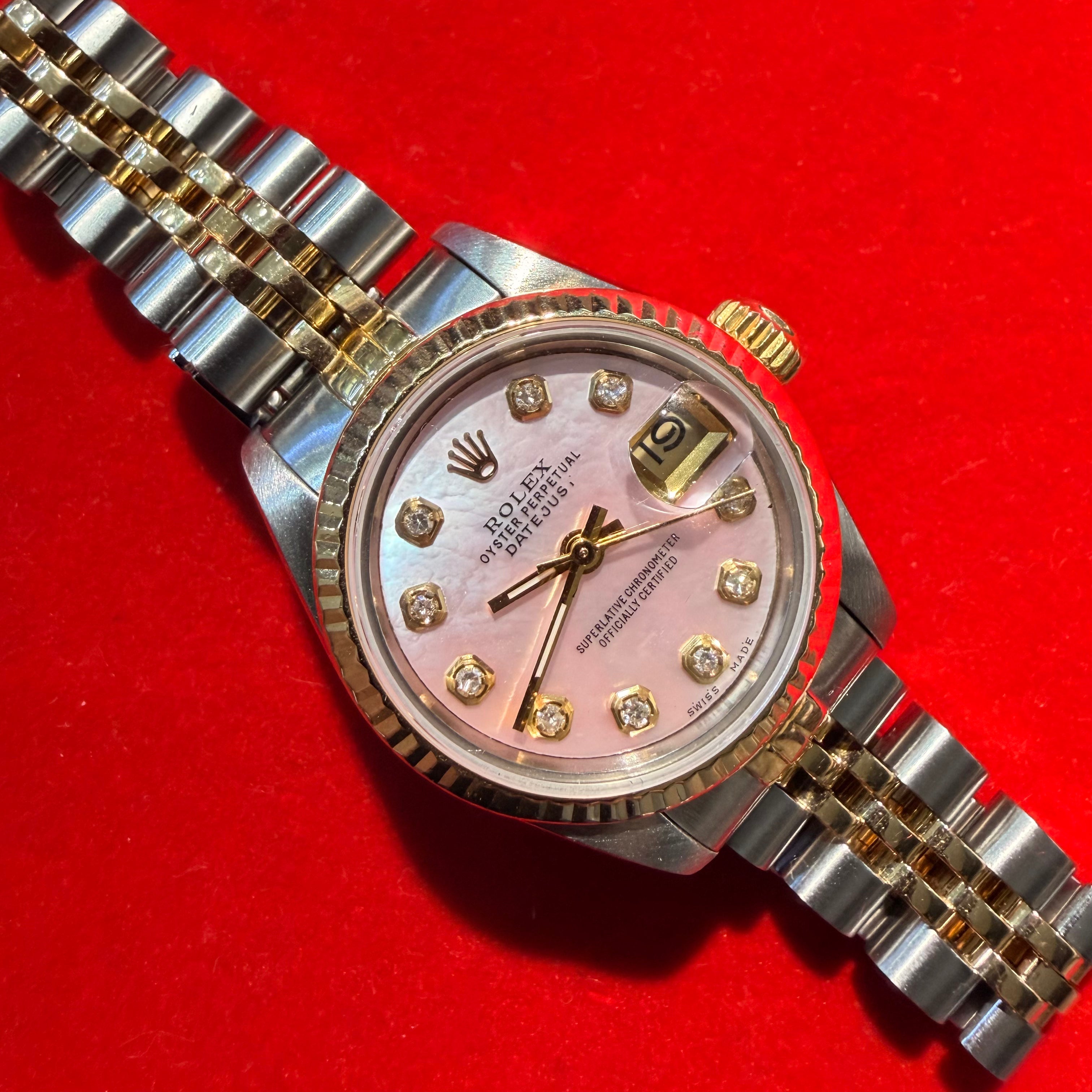 Vintage Stainless Steel and 18K Gold 26MM Oyster Perpetual Datejust Rolex Watch 7" With Papers