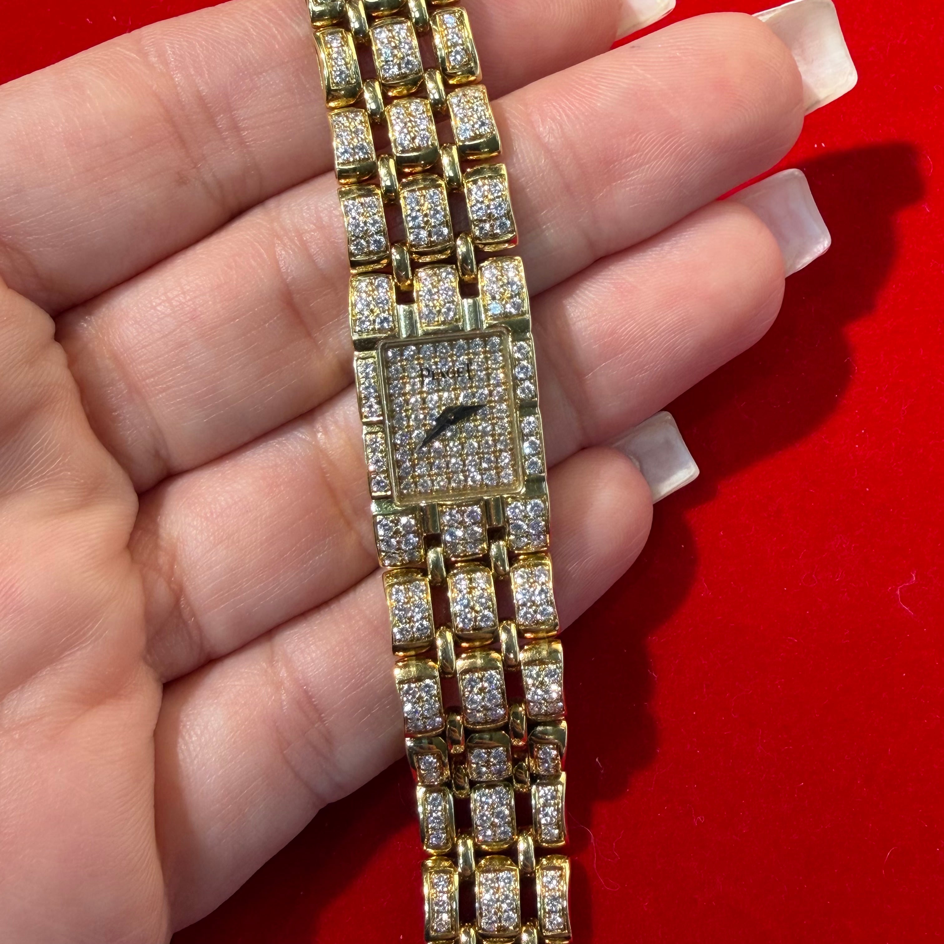 Piaget Polo Quartz 18k Yellow Gold Pave Diamond Mini Ladies Watch