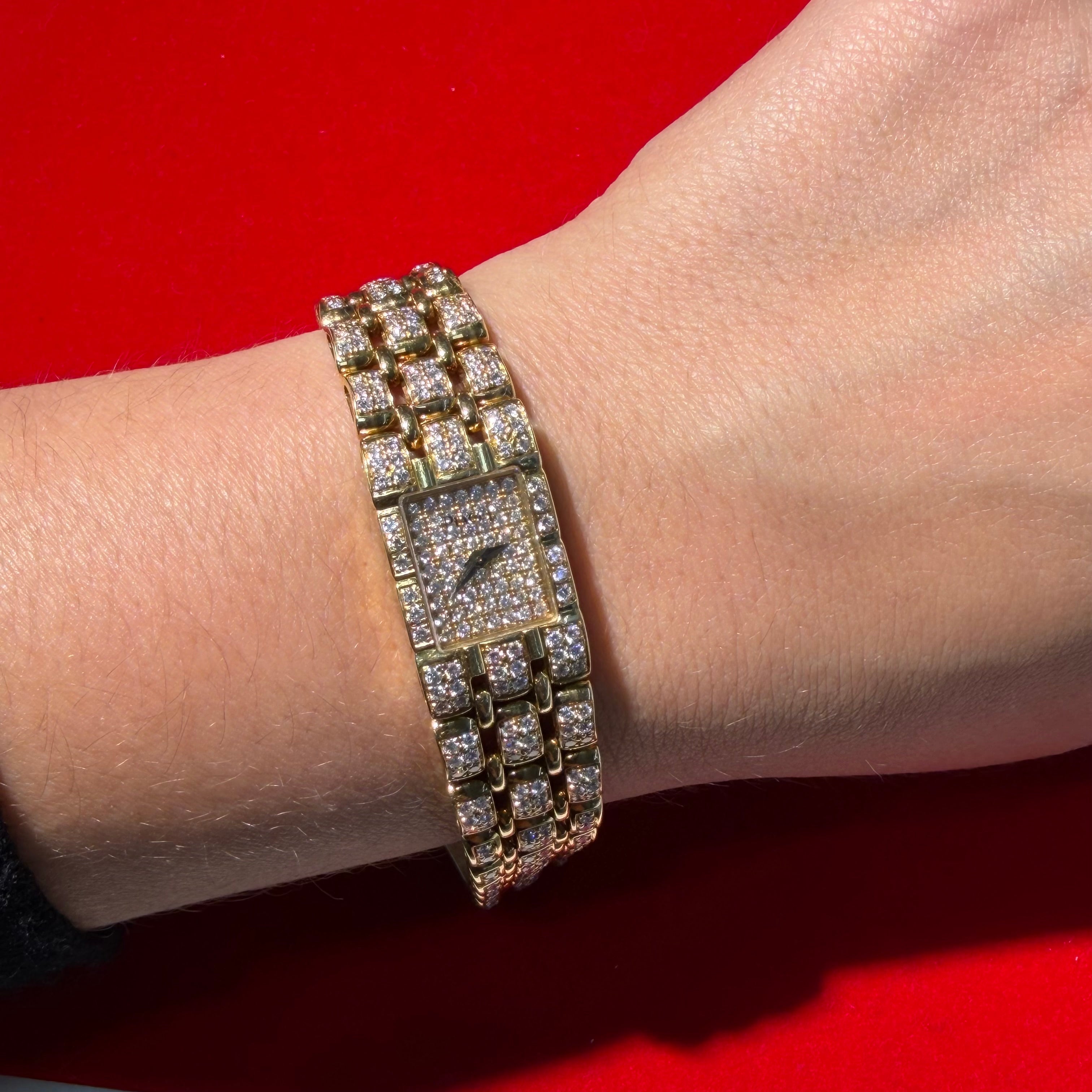 Piaget Polo Quartz 18k Yellow Gold Pave Diamond Mini Ladies Watch