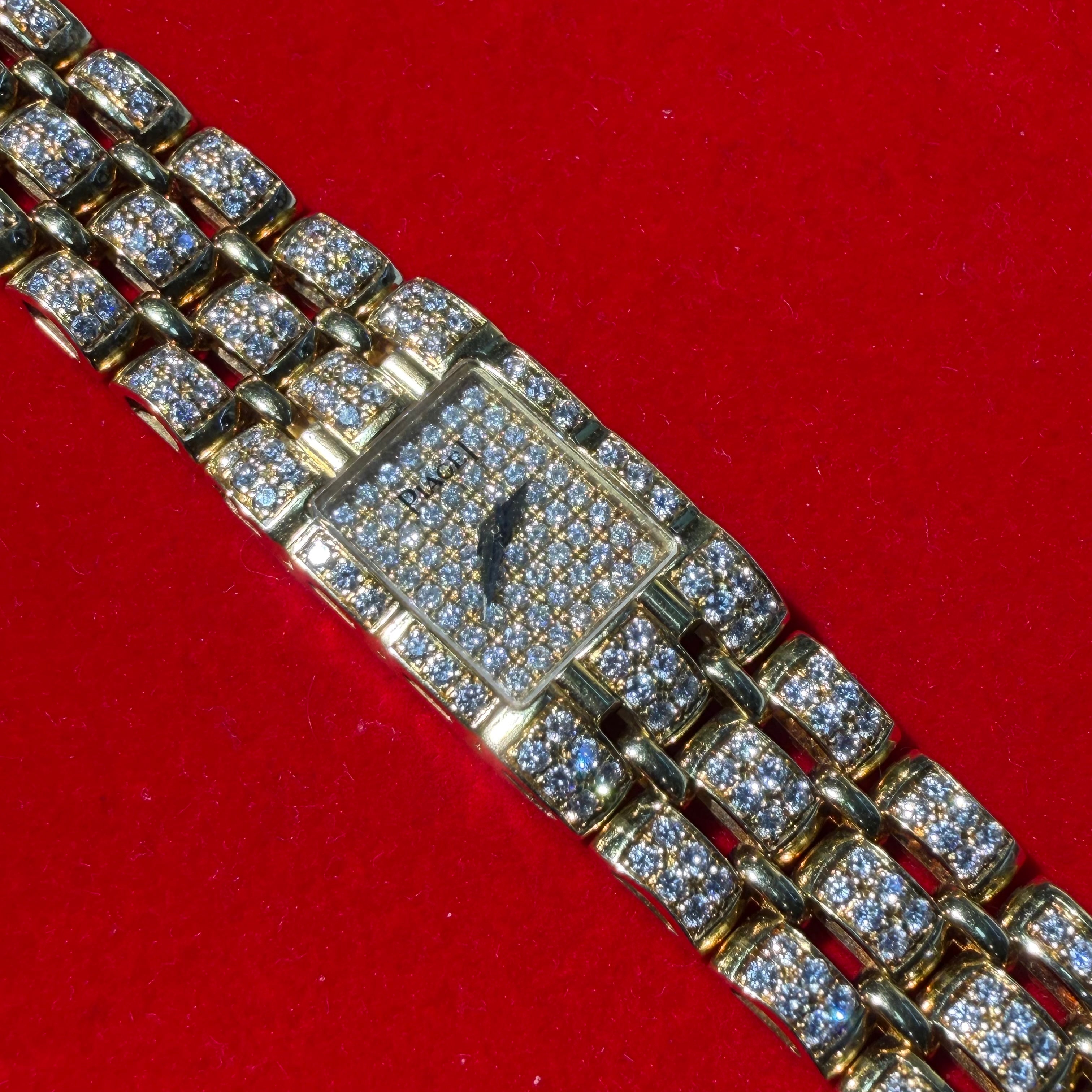 Piaget Polo Quartz 18k Yellow Gold Pave Diamond Mini Ladies Watch