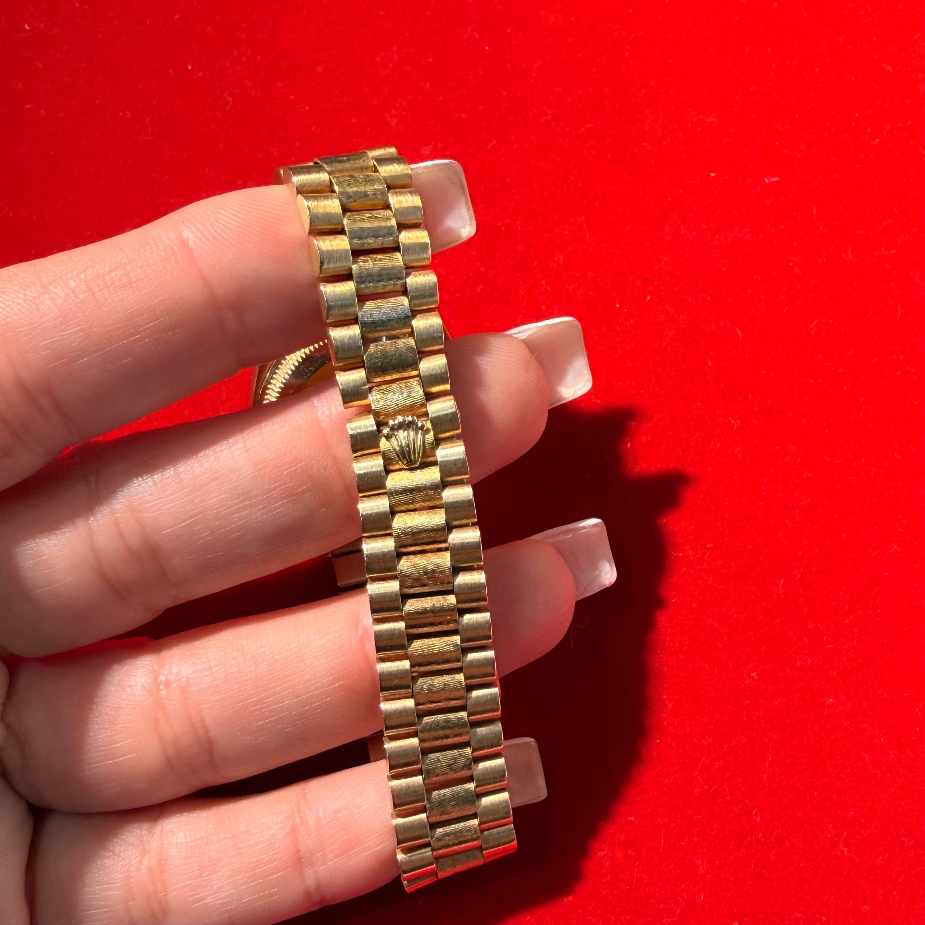 Vintage 26MM Date Just 18K Yellow Gold President Bark finish Rolex