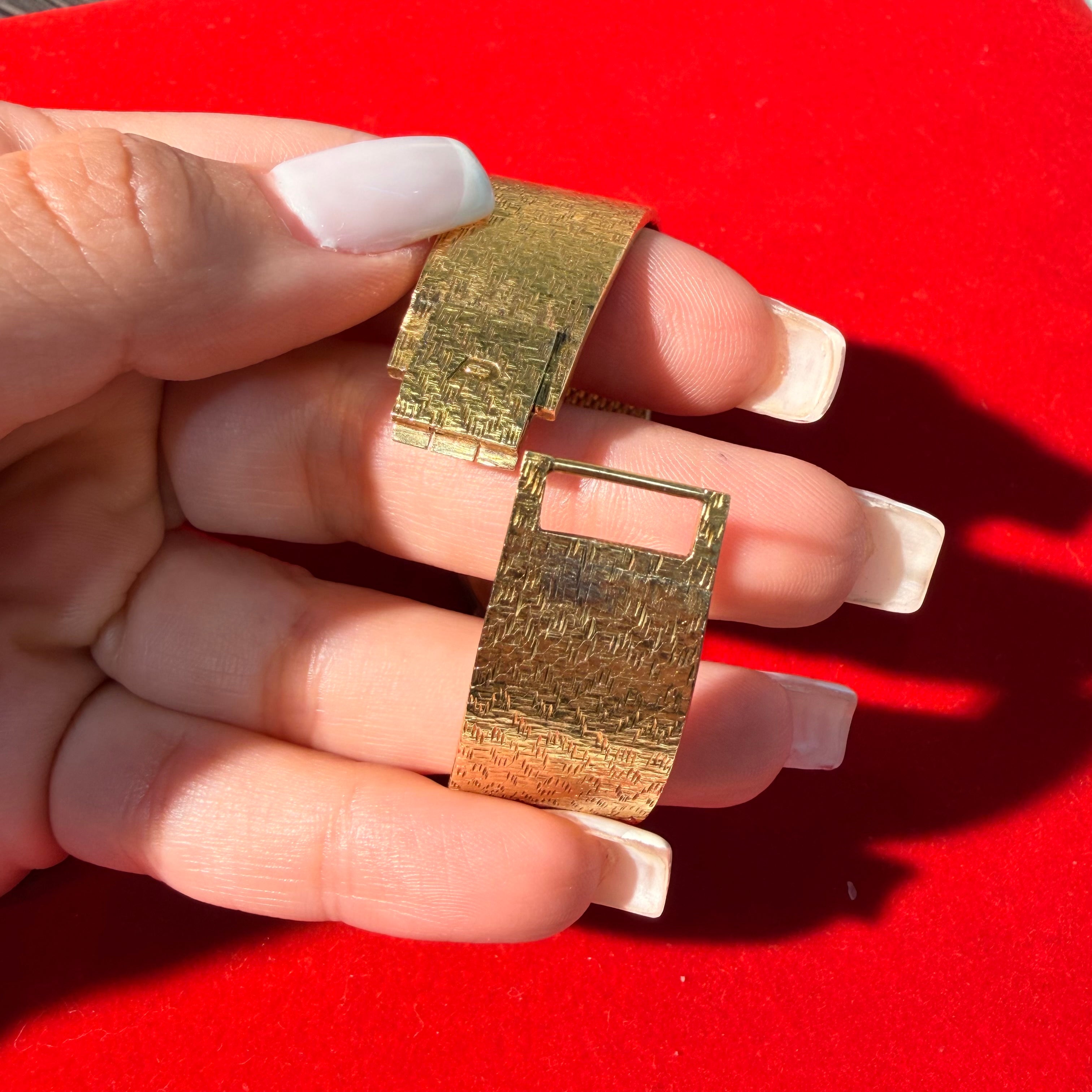 Vintage 1960s 18K Piaget Gold Watch with Diamonds 6.25"