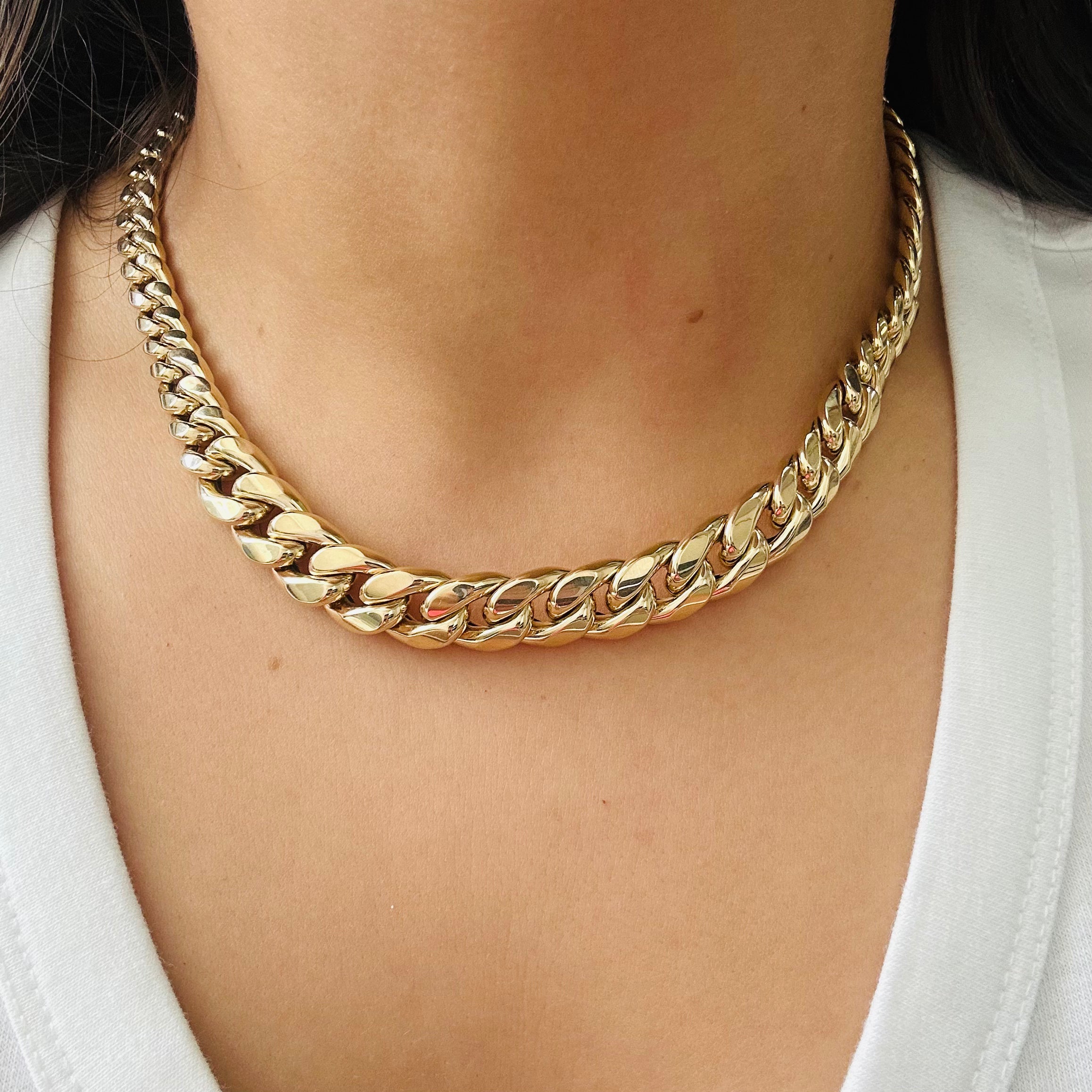 17” 14K Graduated Cuban Link Necklace