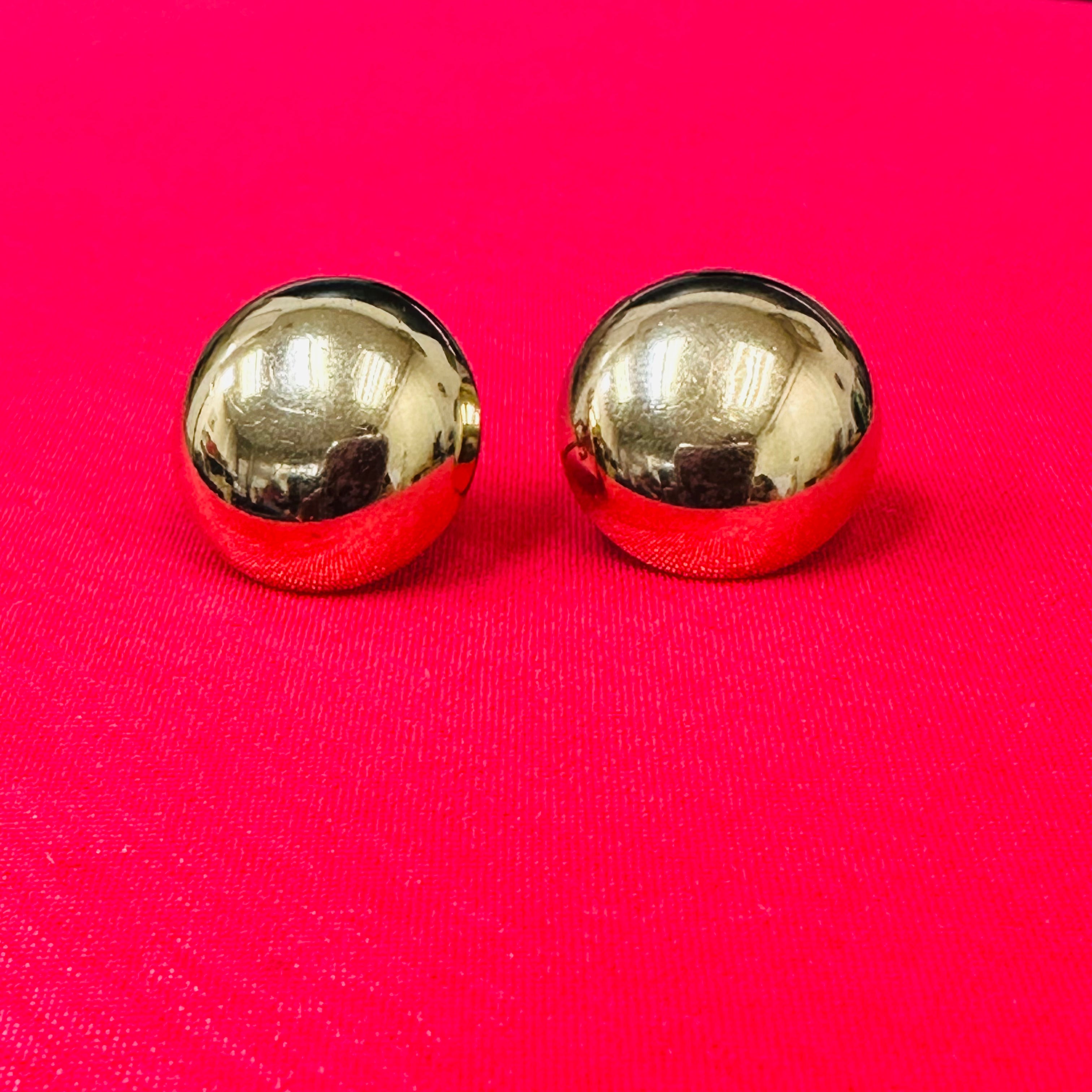 14K Yellow Gold Big Button Earrings