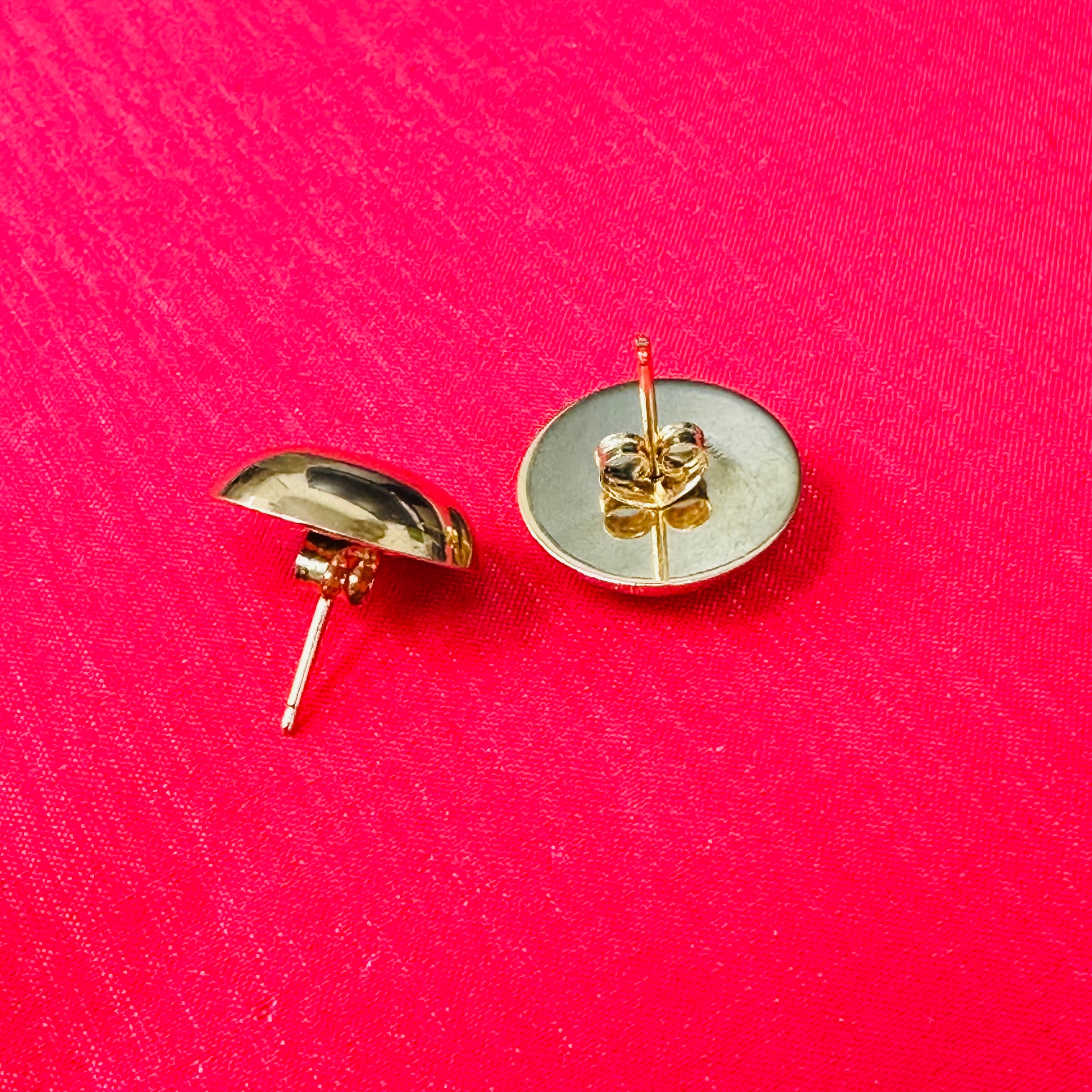 14K Yellow Gold Big Button Earrings