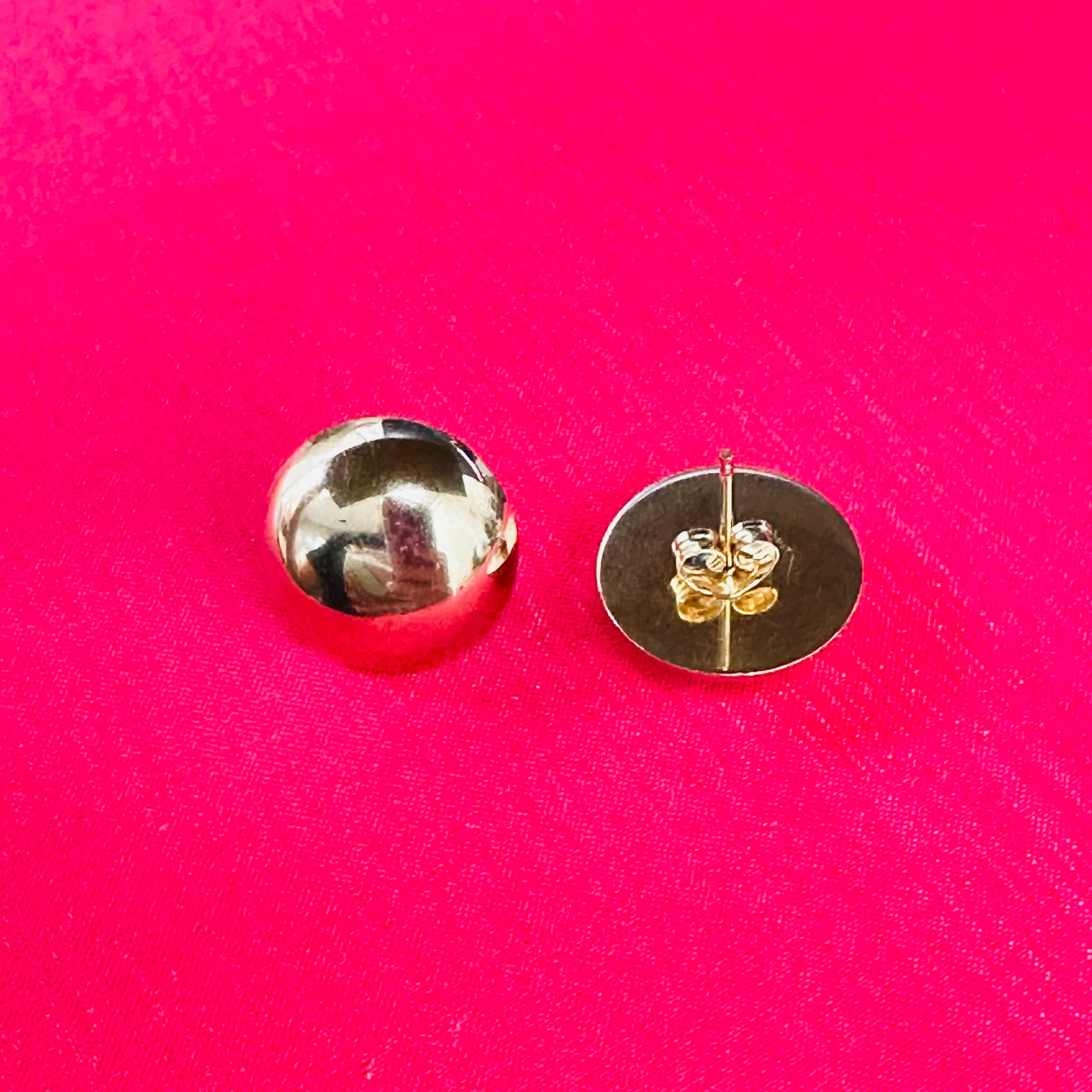 14K Yellow Gold Big Button Earrings