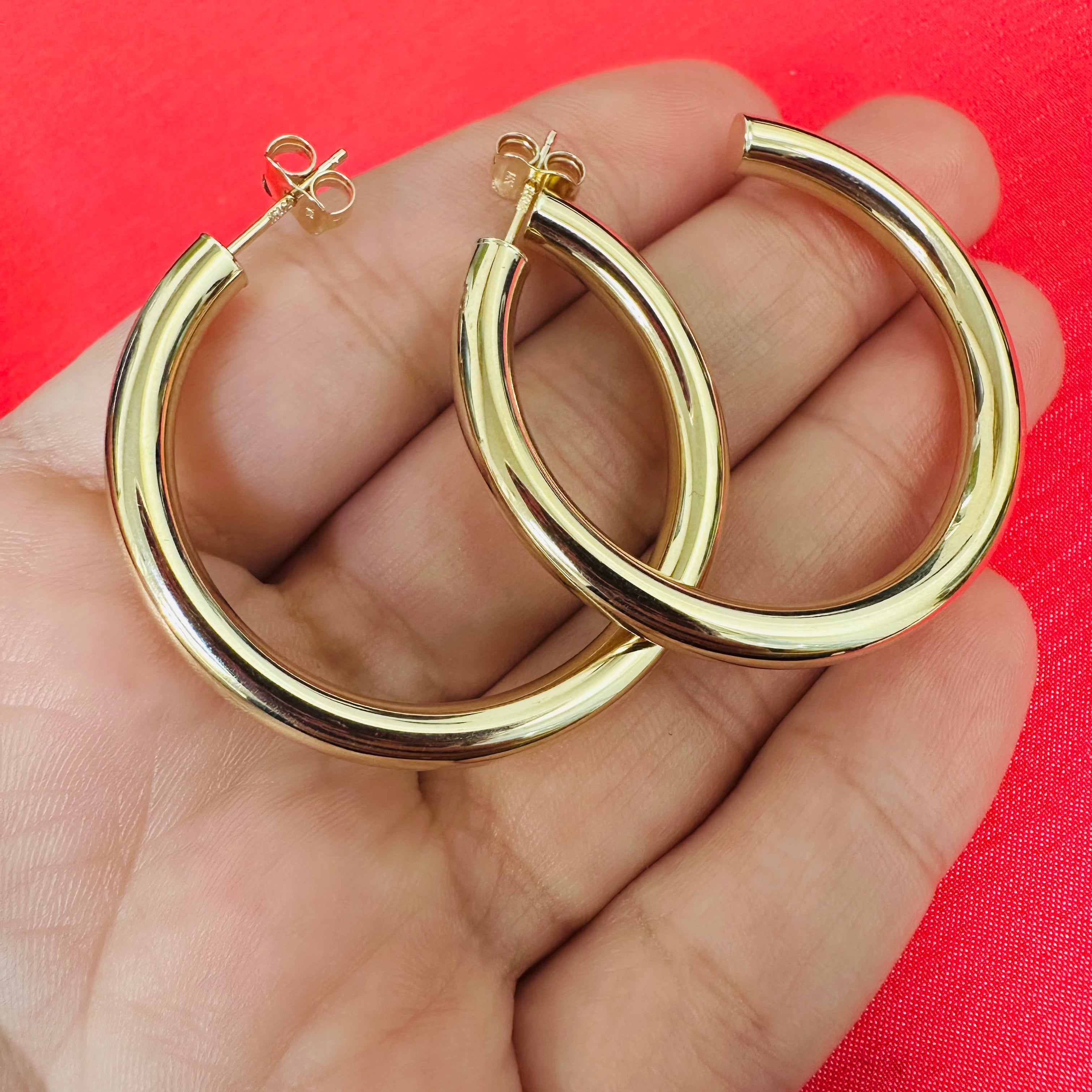 14K Yellow Gold 1.50" C Hoops