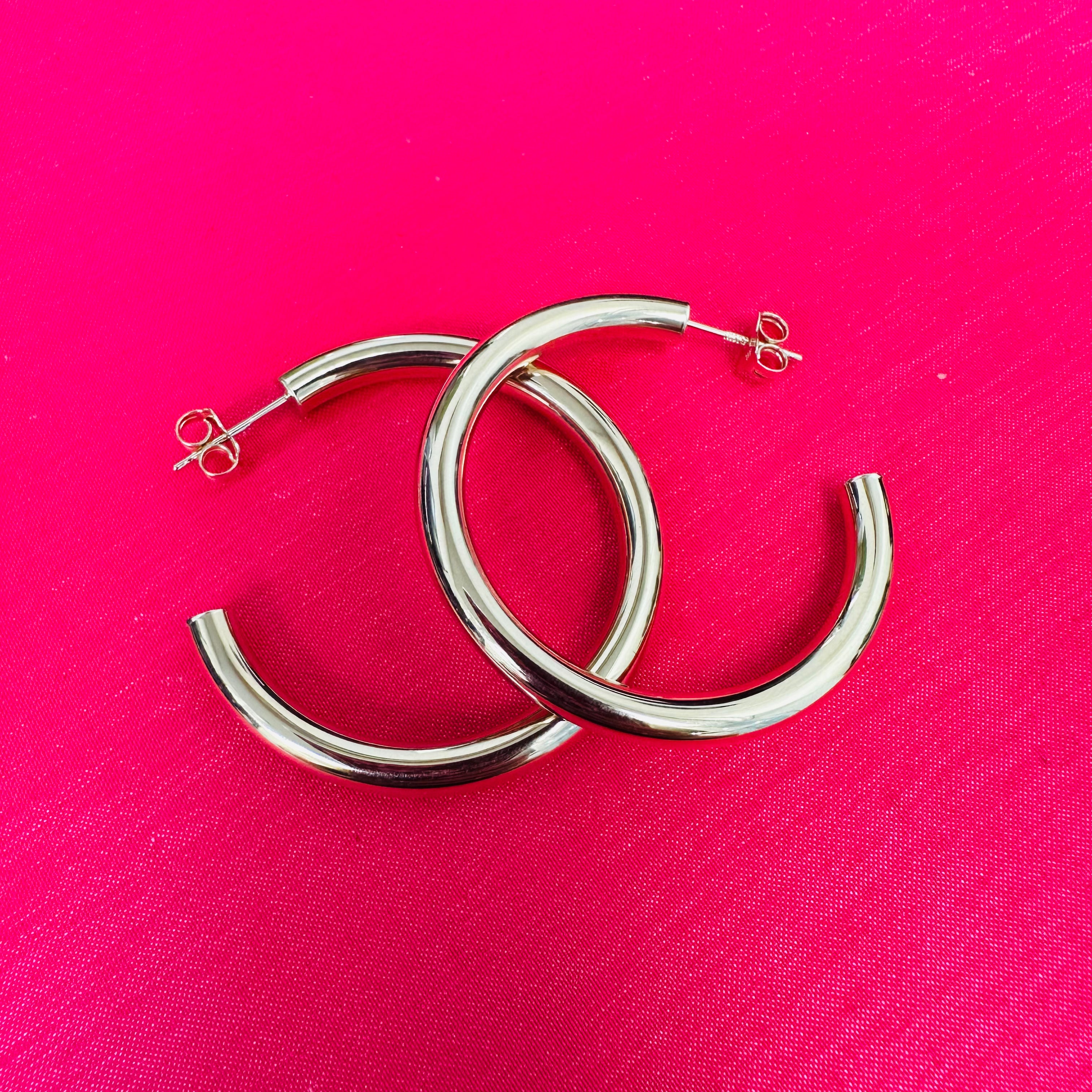 14K Yellow Gold 1.50" C Hoops