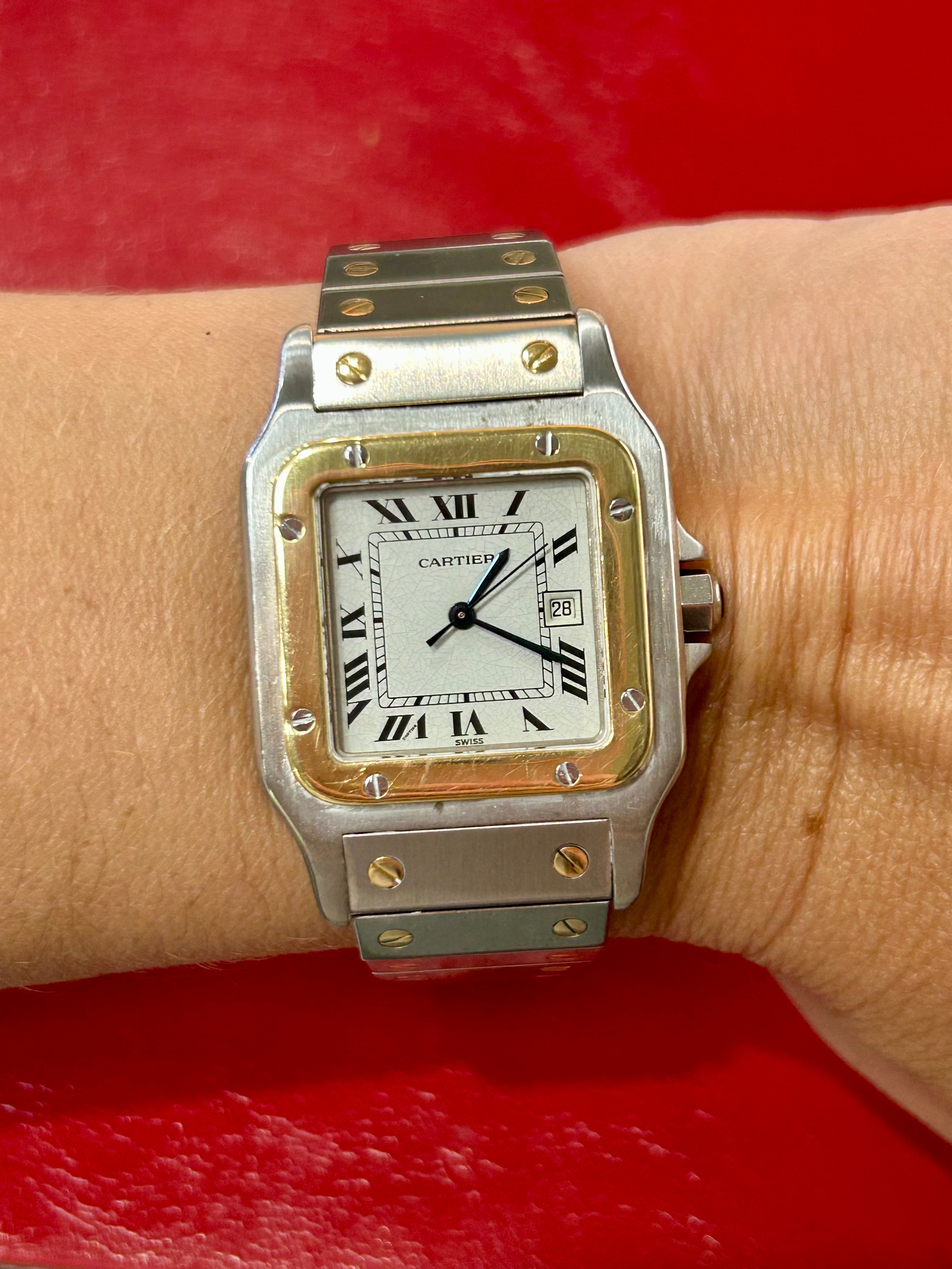 Cartier Santos Galbée LM Ref. 187901 | 29mm | Steel & 18k Yellow Gold | Quartz | Wrist 8"