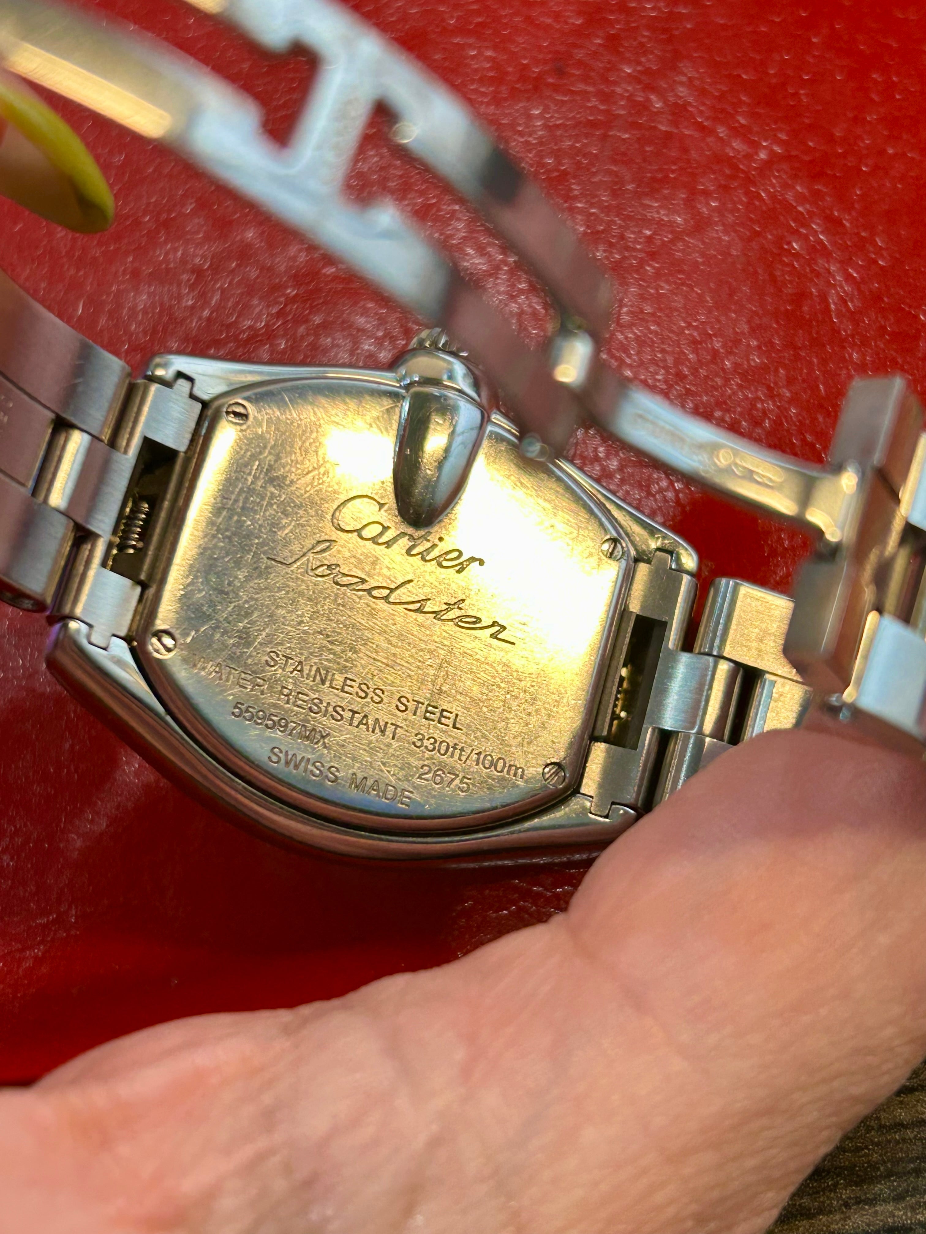 Cartier Roadster Coral Dial Stainless Steel Watch | 31mm | 6 inches