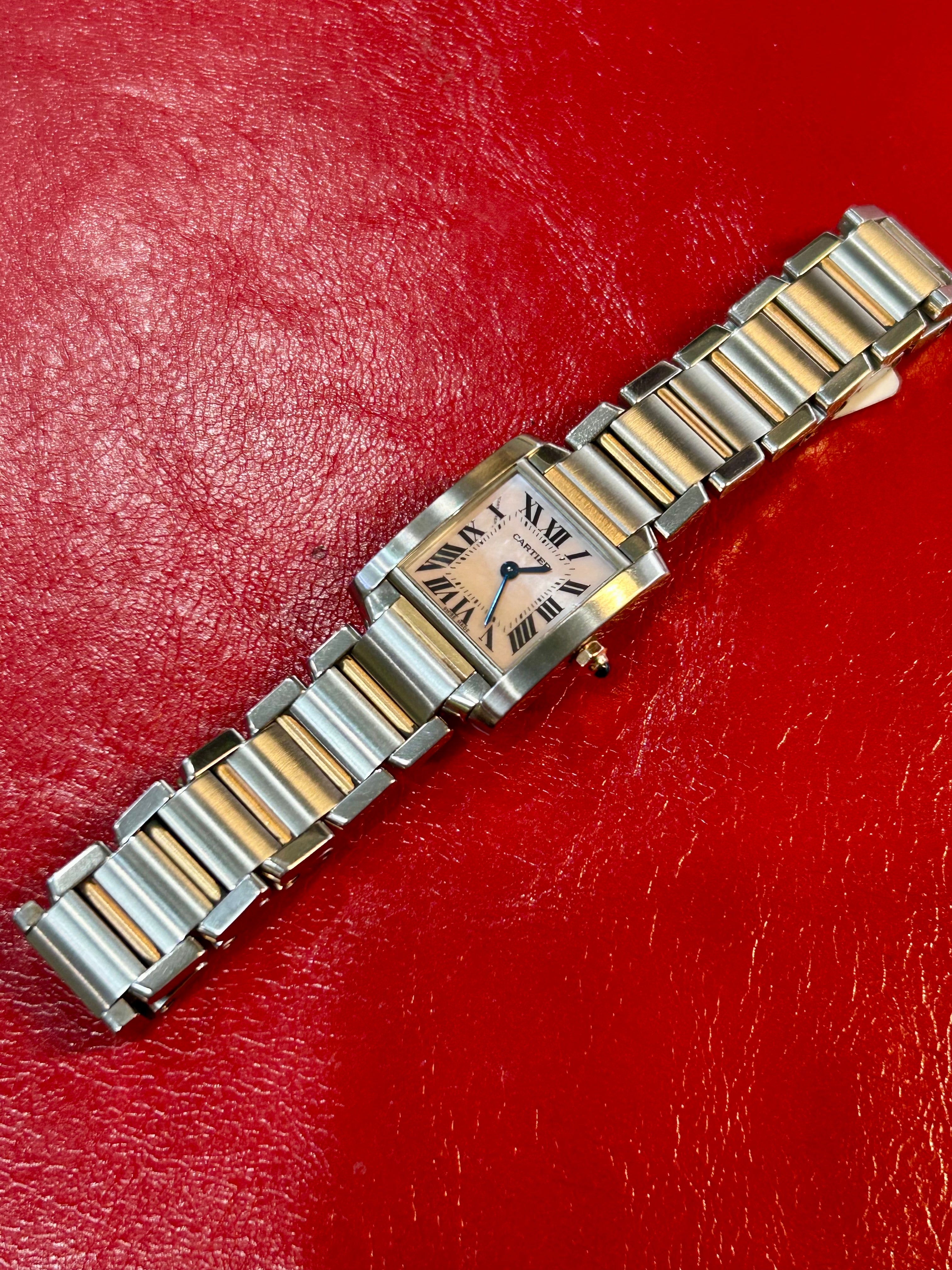Cartier Tank Française Ref. 2384 | 22mm Small | 18K Rose Gold Pink Mother of Pearl Dial Quartz Watch