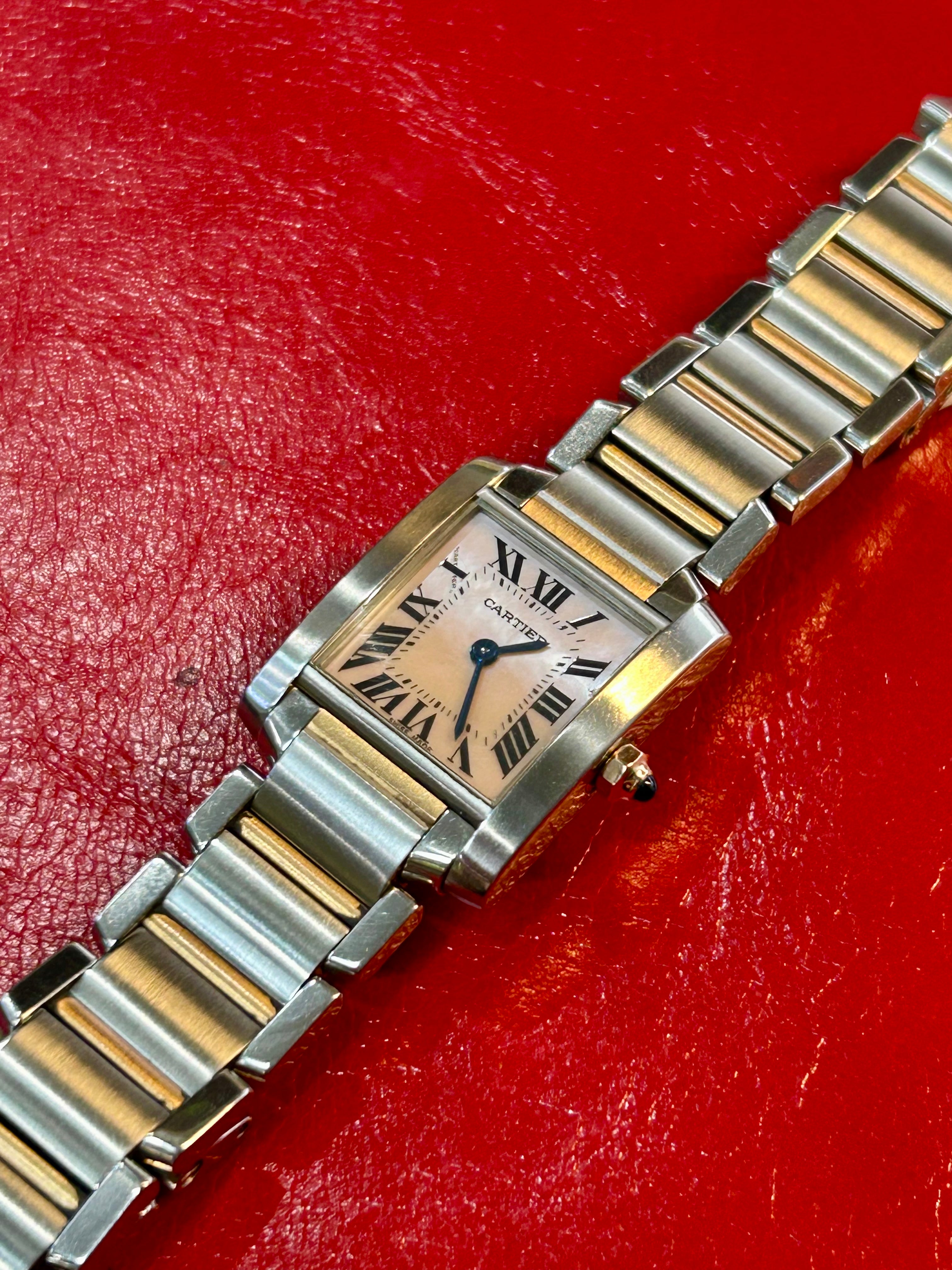 Cartier Tank Française Ref. 2384 | 22mm Small | 18K Rose Gold Pink Mother of Pearl Dial Quartz Watch