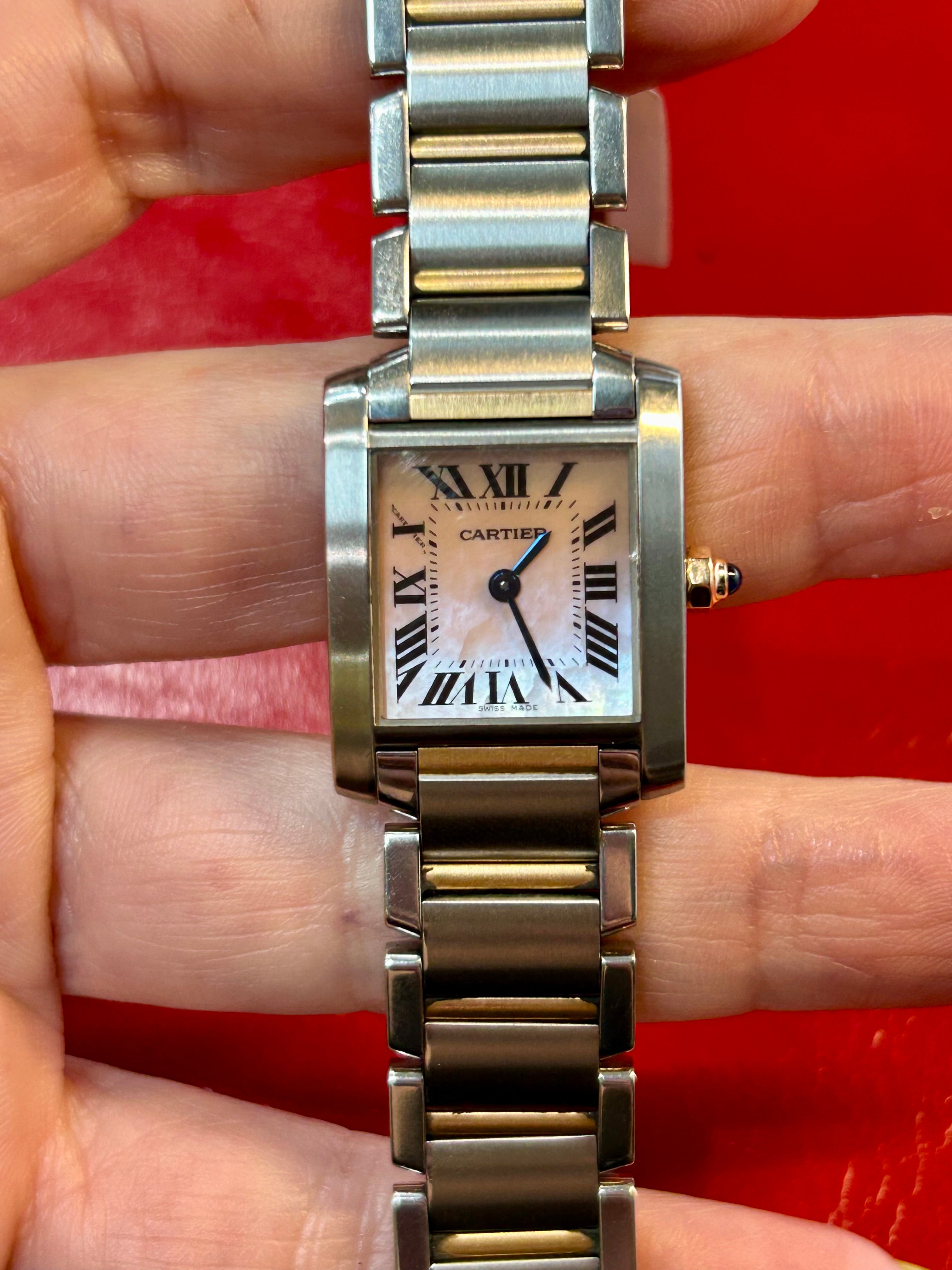 Cartier Tank Française Ref. 2384 | 22mm Small | 18K Rose Gold Pink Mother of Pearl Dial Quartz Watch