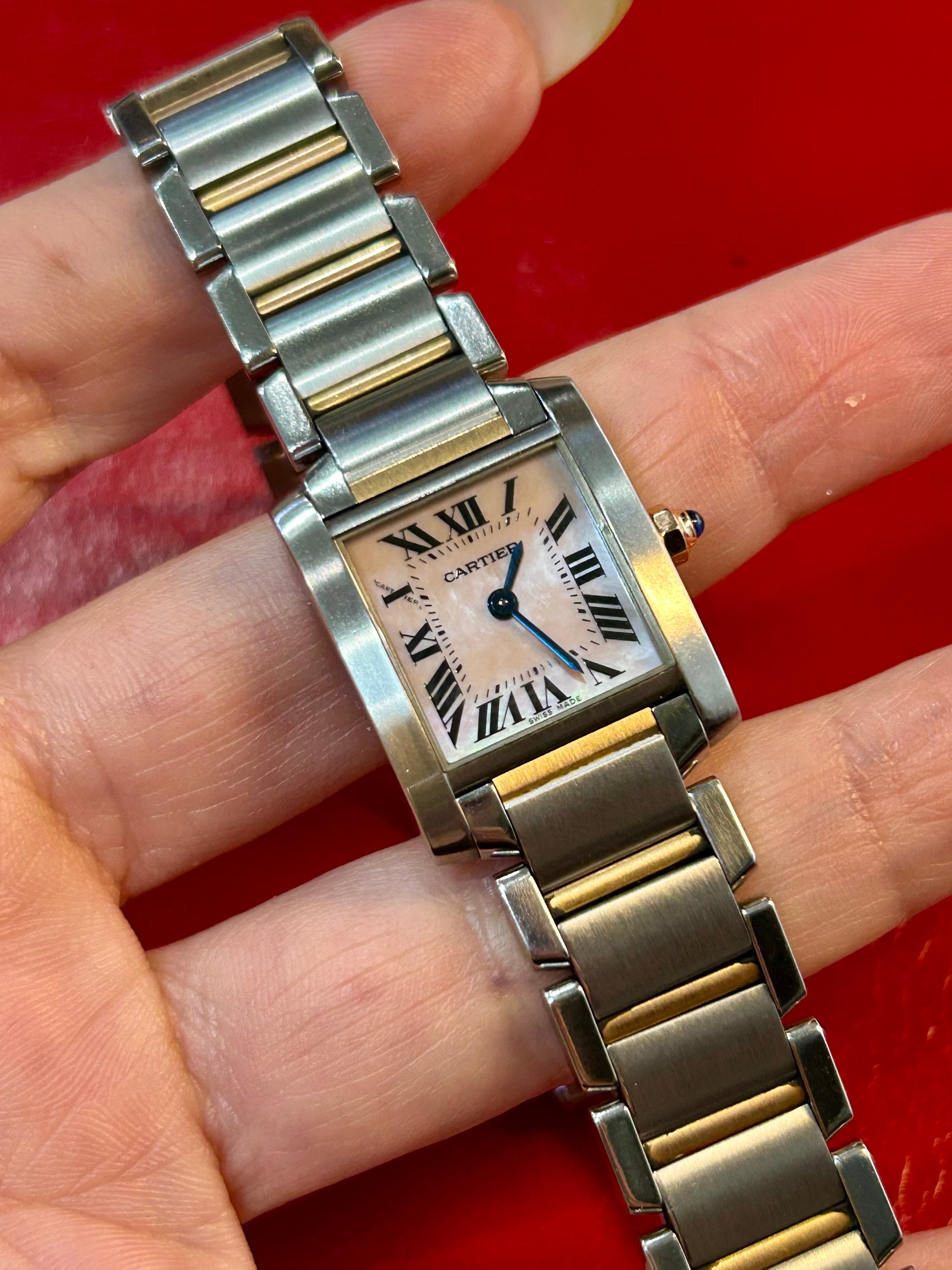 Cartier Tank Française Ref. 2384 | 22mm Small | 18K Rose Gold Pink Mother of Pearl Dial Quartz Watch