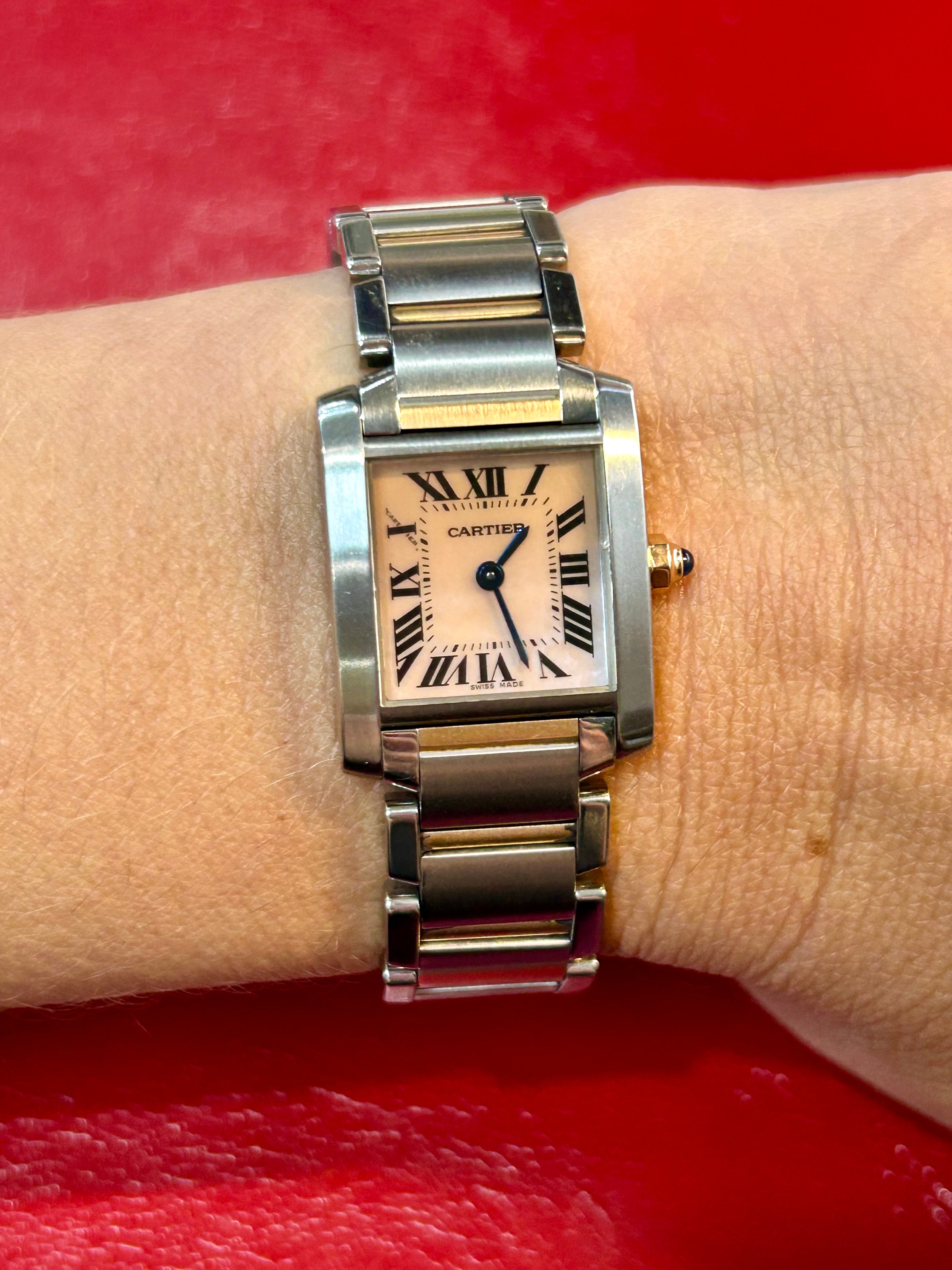 Cartier Tank Française Ref. 2384 | 22mm Small | 18K Rose Gold Pink Mother of Pearl Dial Quartz Watch