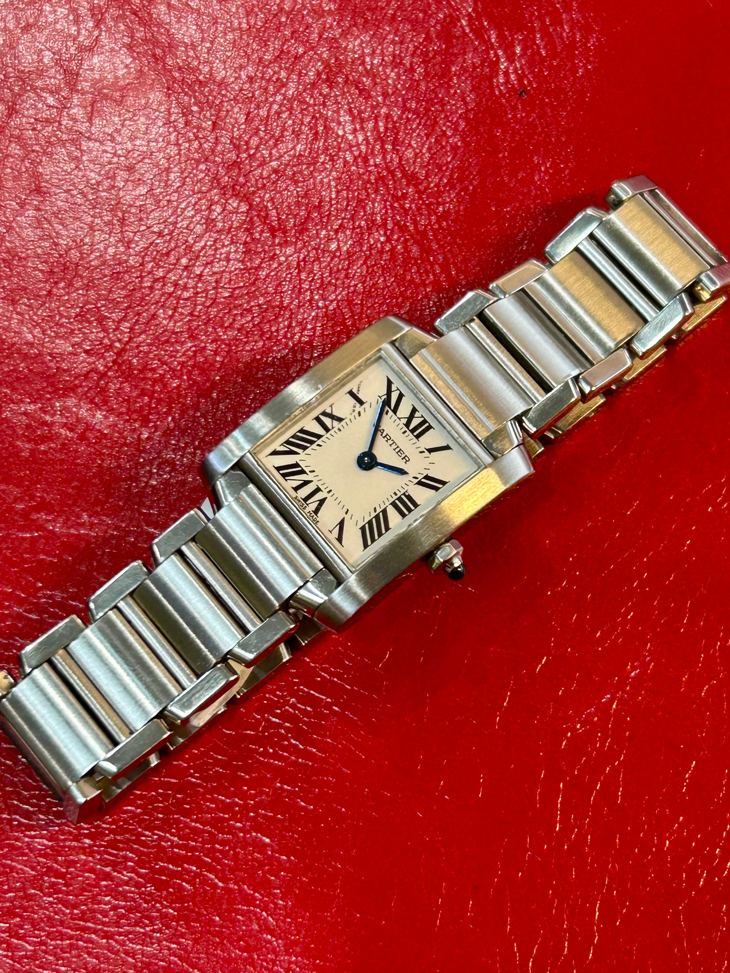 Cartier Tank Française Ref. 2384 | 22mm Small | Stainless Steel White Roman Dial Quartz Watch