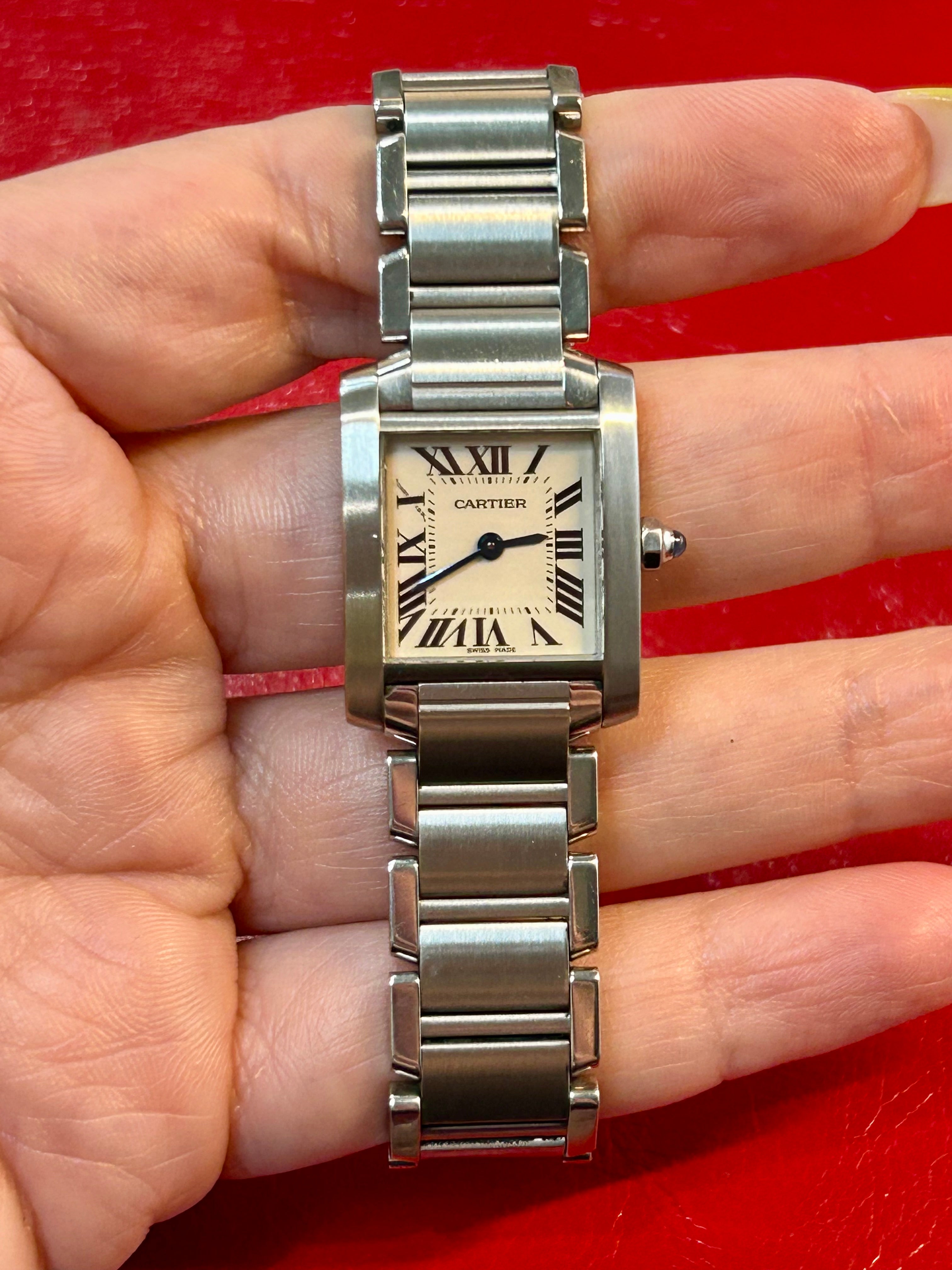 Cartier Tank Française Ref. 2384 | 22mm Small | Stainless Steel White Roman Dial Quartz Watch