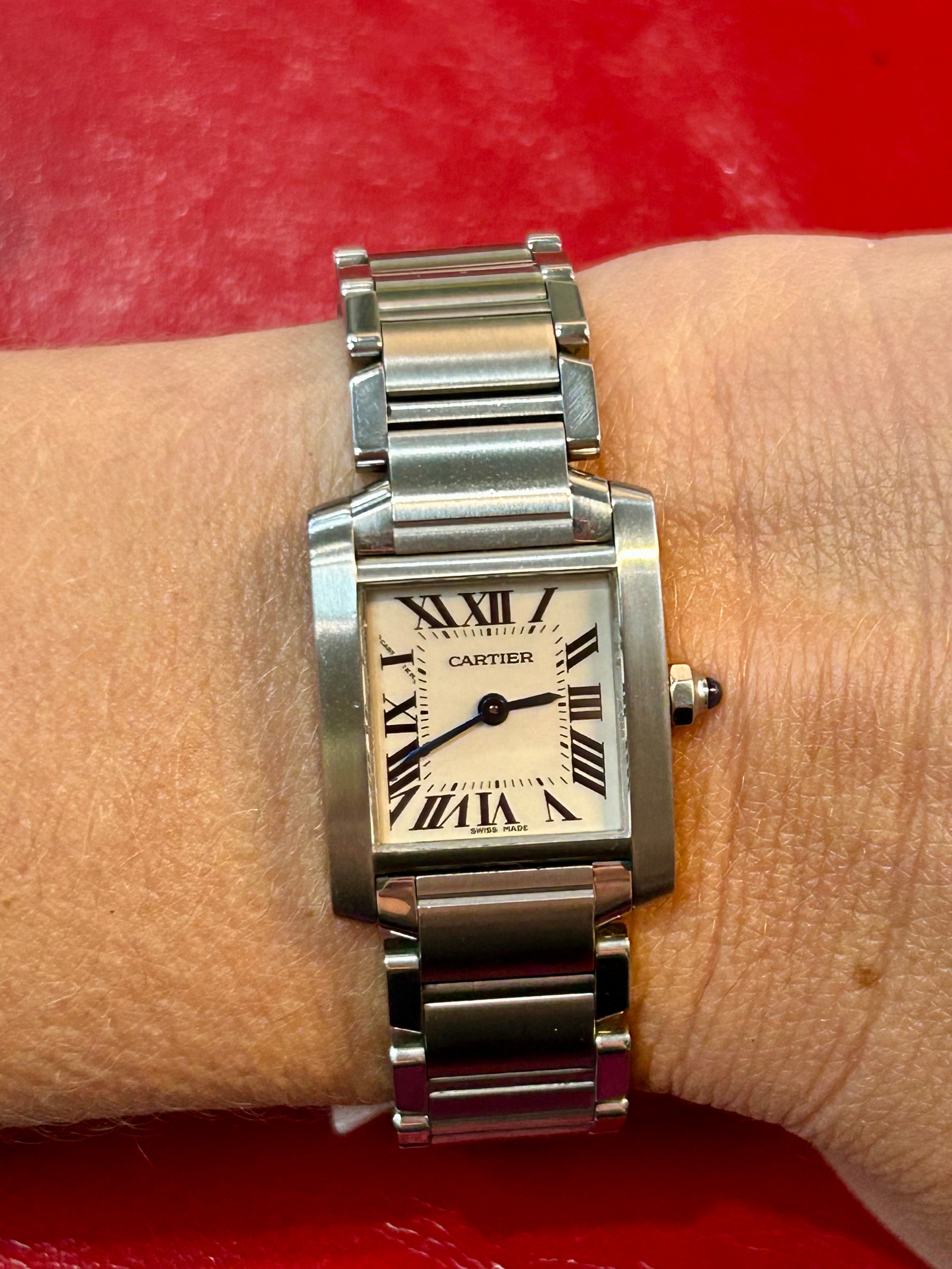 Cartier Tank Française Ref. 2384 | 22mm Small | Stainless Steel White Roman Dial Quartz Watch