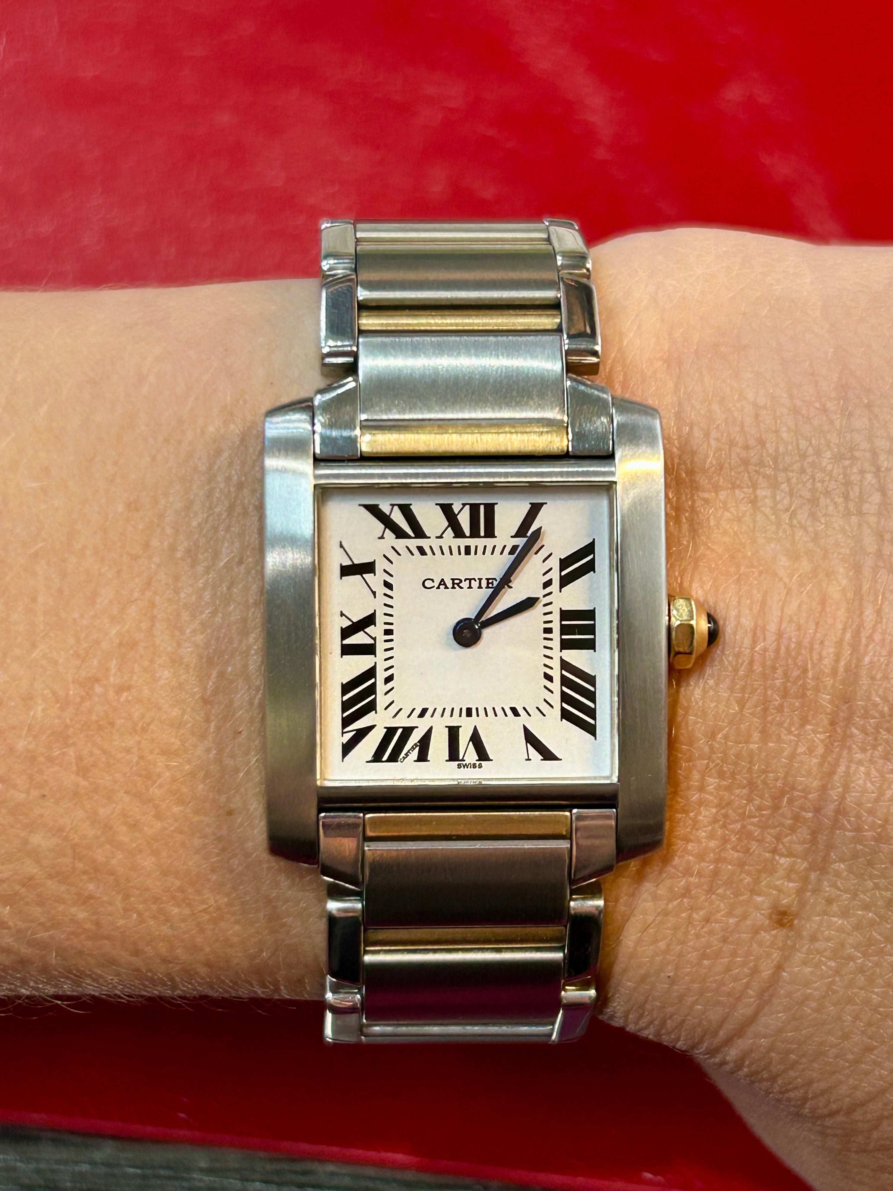 Cartier Tank Française Ref. 2384 | Small 22mm | 18k Yellow Gold & Stainless Steel White Roman Dial Quartz Watch