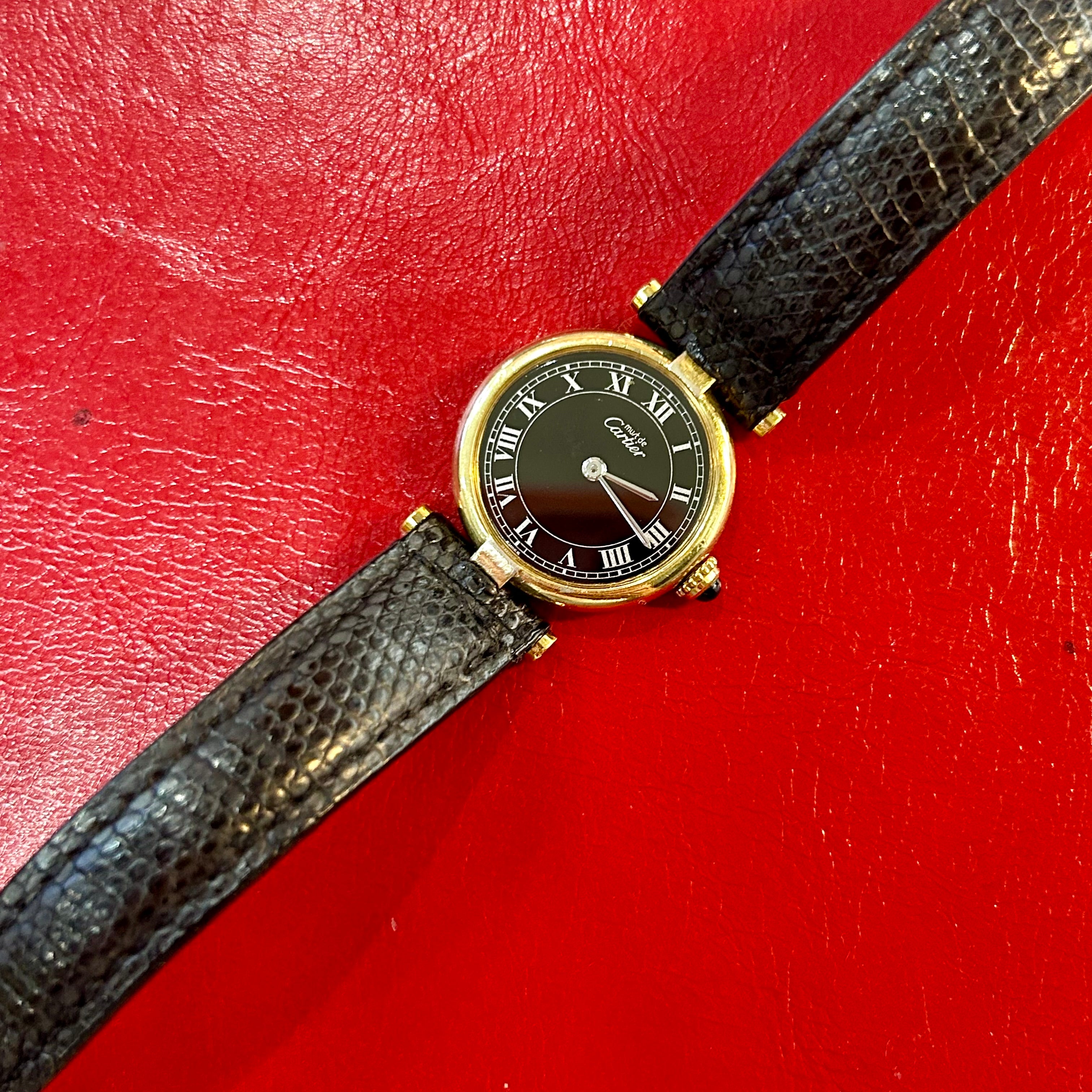 Vintage Must de Cartier Vendome | 24mm | Black Leather Strap