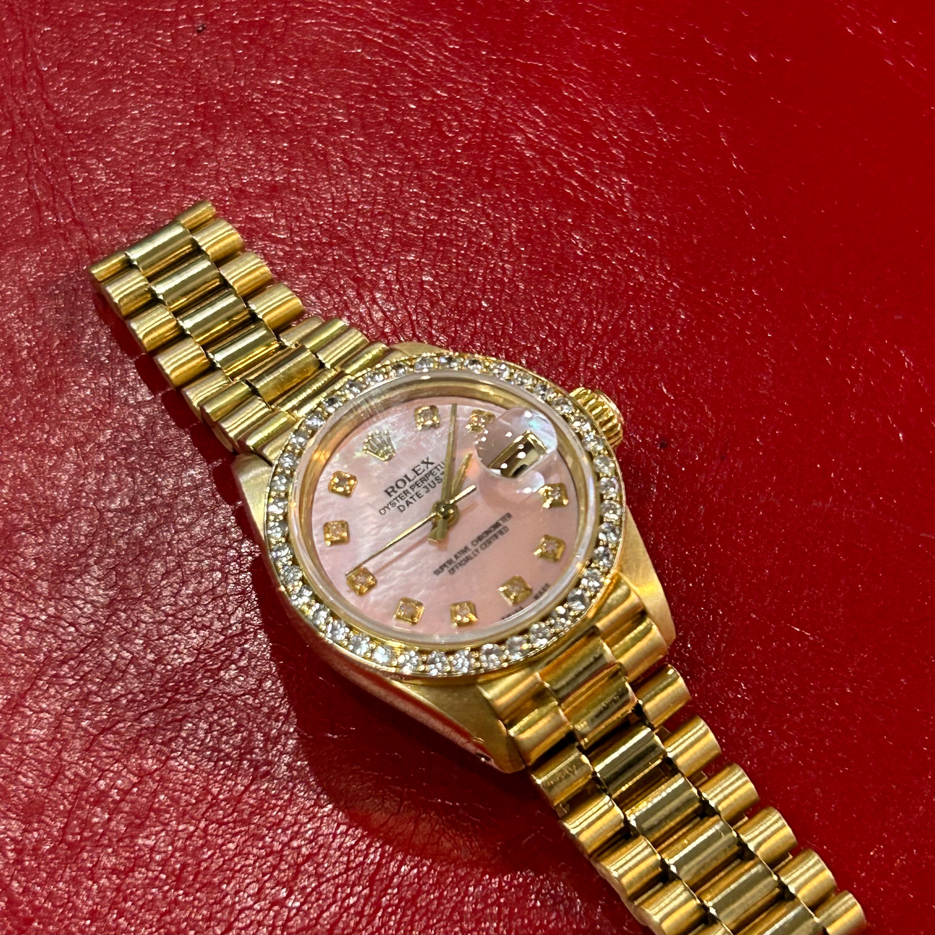 Rolex Lady President Ref 6917 | 26mm | Pink Mother of Pearl Diamond Dial & Bezel Watch
