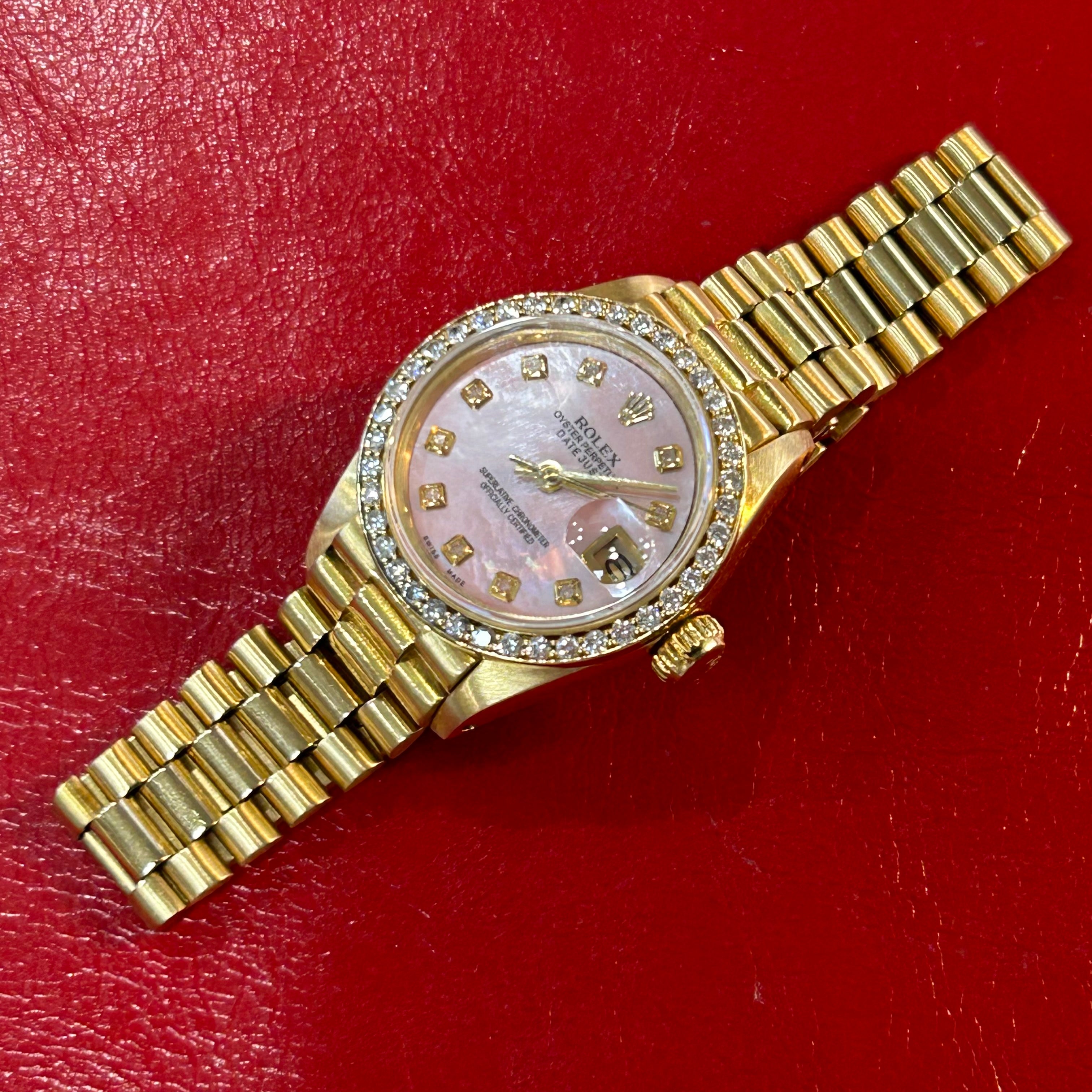 Rolex Lady President Ref 6917 | 26mm | Pink Mother of Pearl Diamond Dial & Bezel Watch