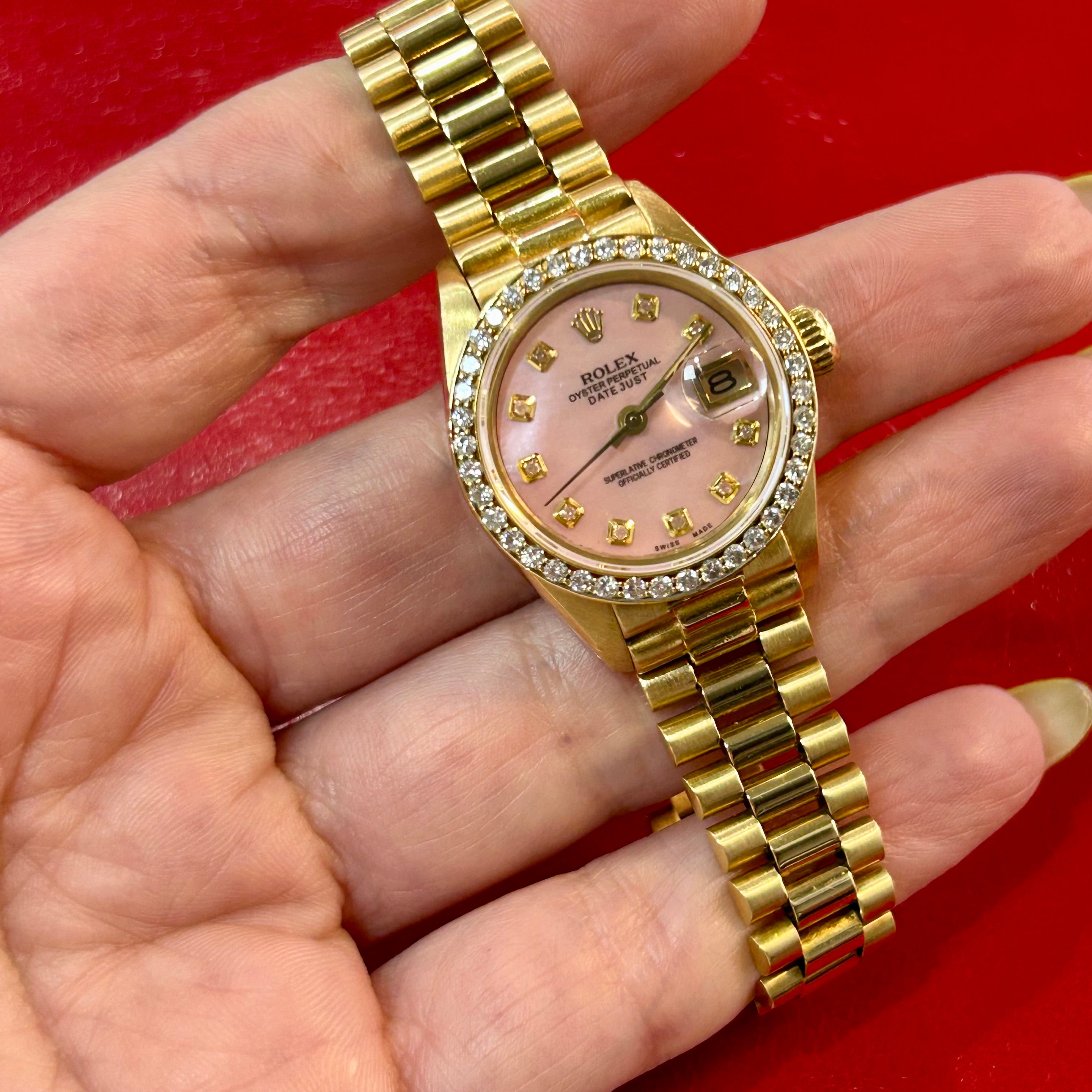 Rolex Lady President Ref 6917 | 26mm | Pink Mother of Pearl Diamond Dial & Bezel Watch